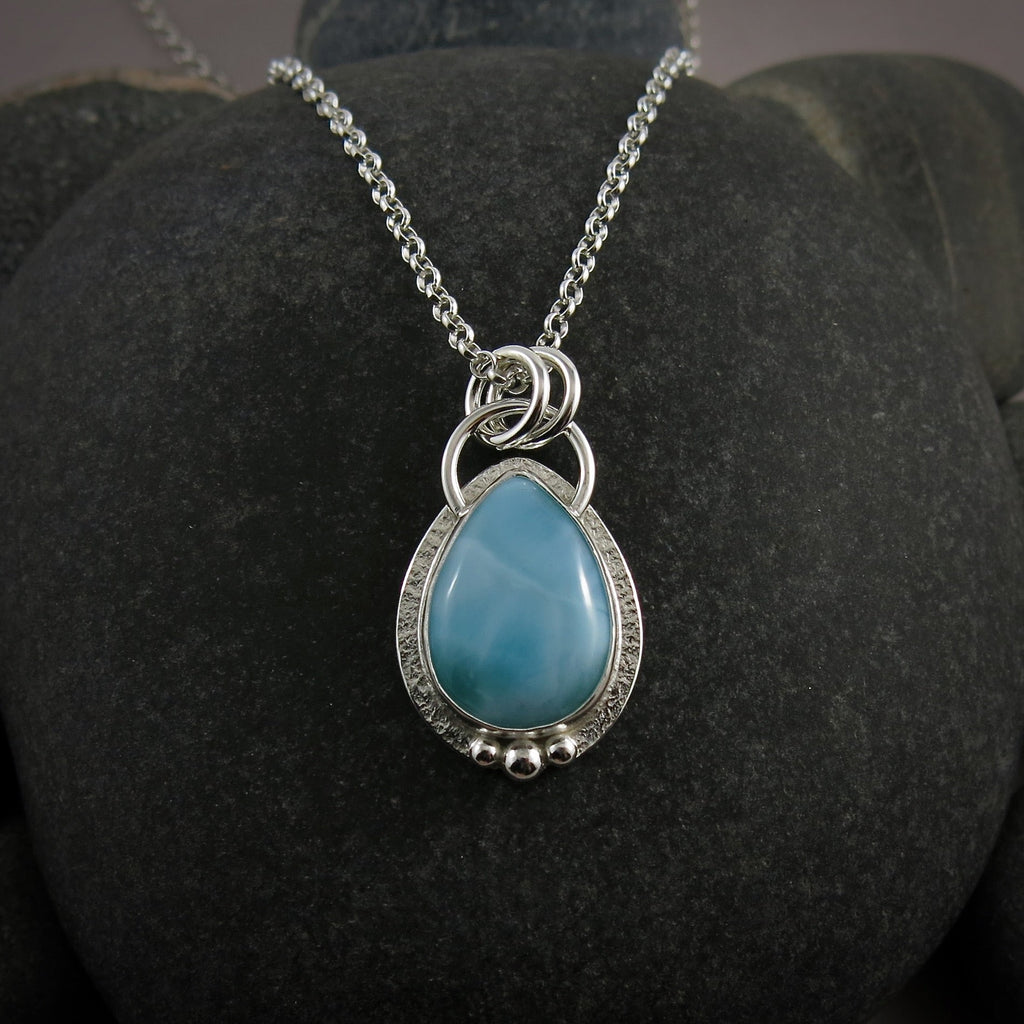 Larimar Teardrop Pendant  • Sterling Silver