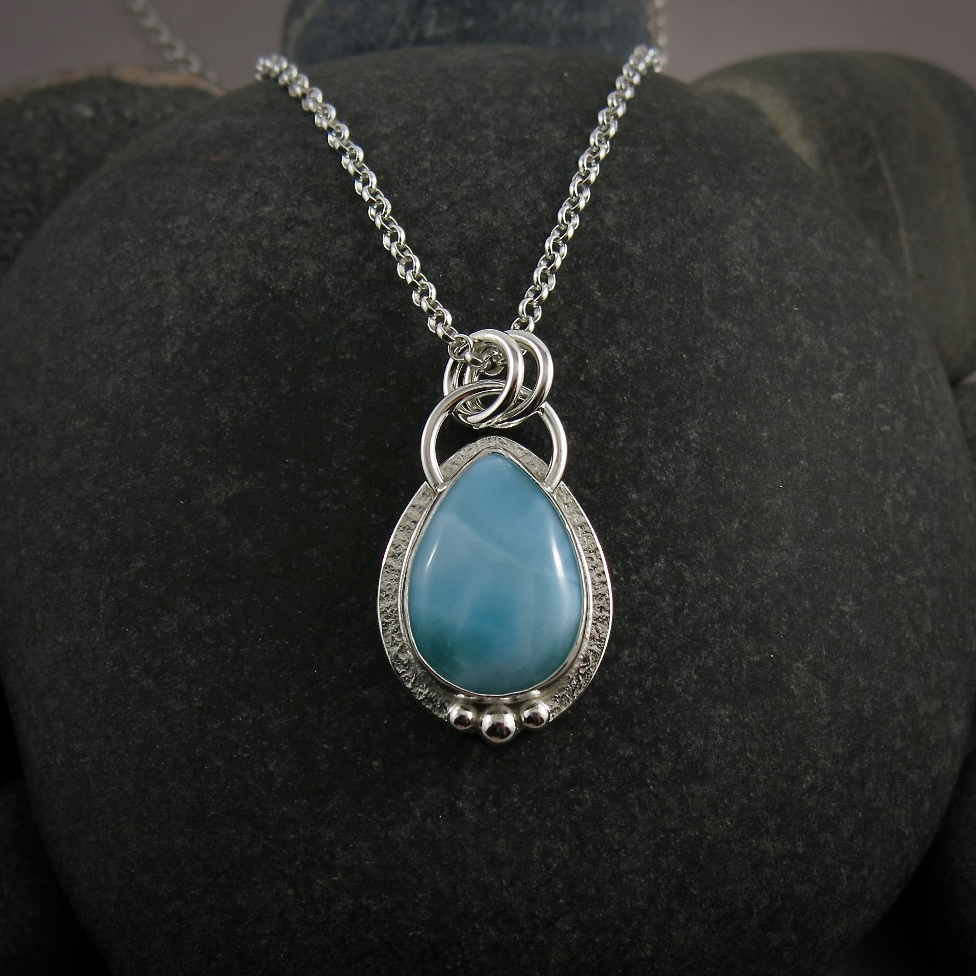 Larimar Teardrop Pendant  • Sterling Silver