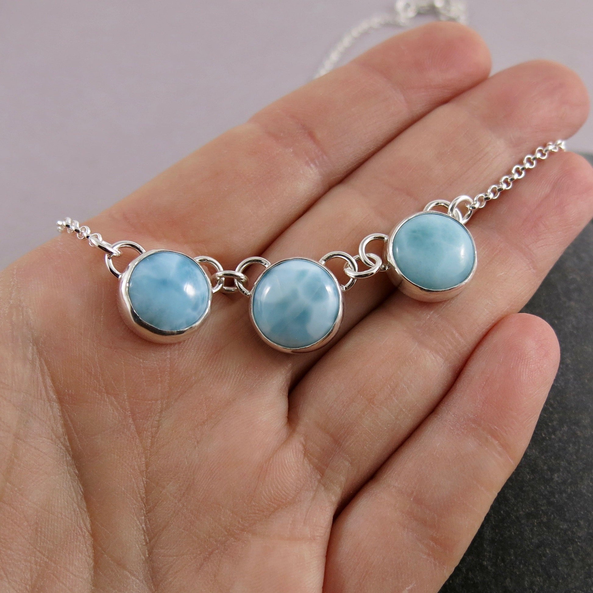Collier trio Larimar • Argent sterling