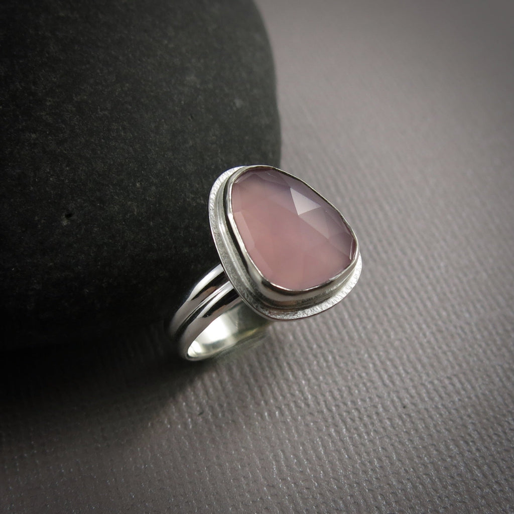Bague en calcédoine lavande taille rose • Argent sterling • Taille 7