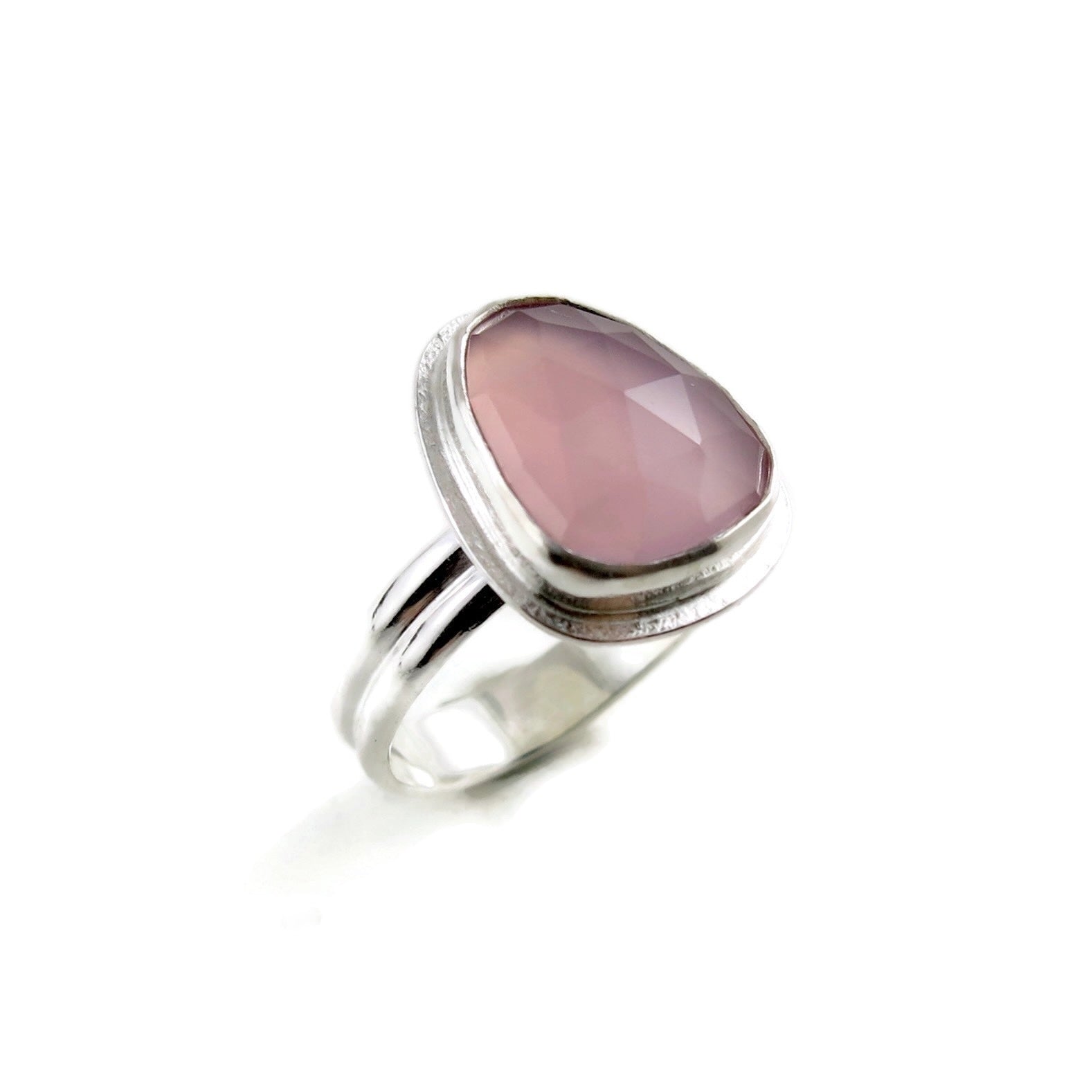 Bague en calcédoine lavande taille rose • Argent sterling • Taille 7