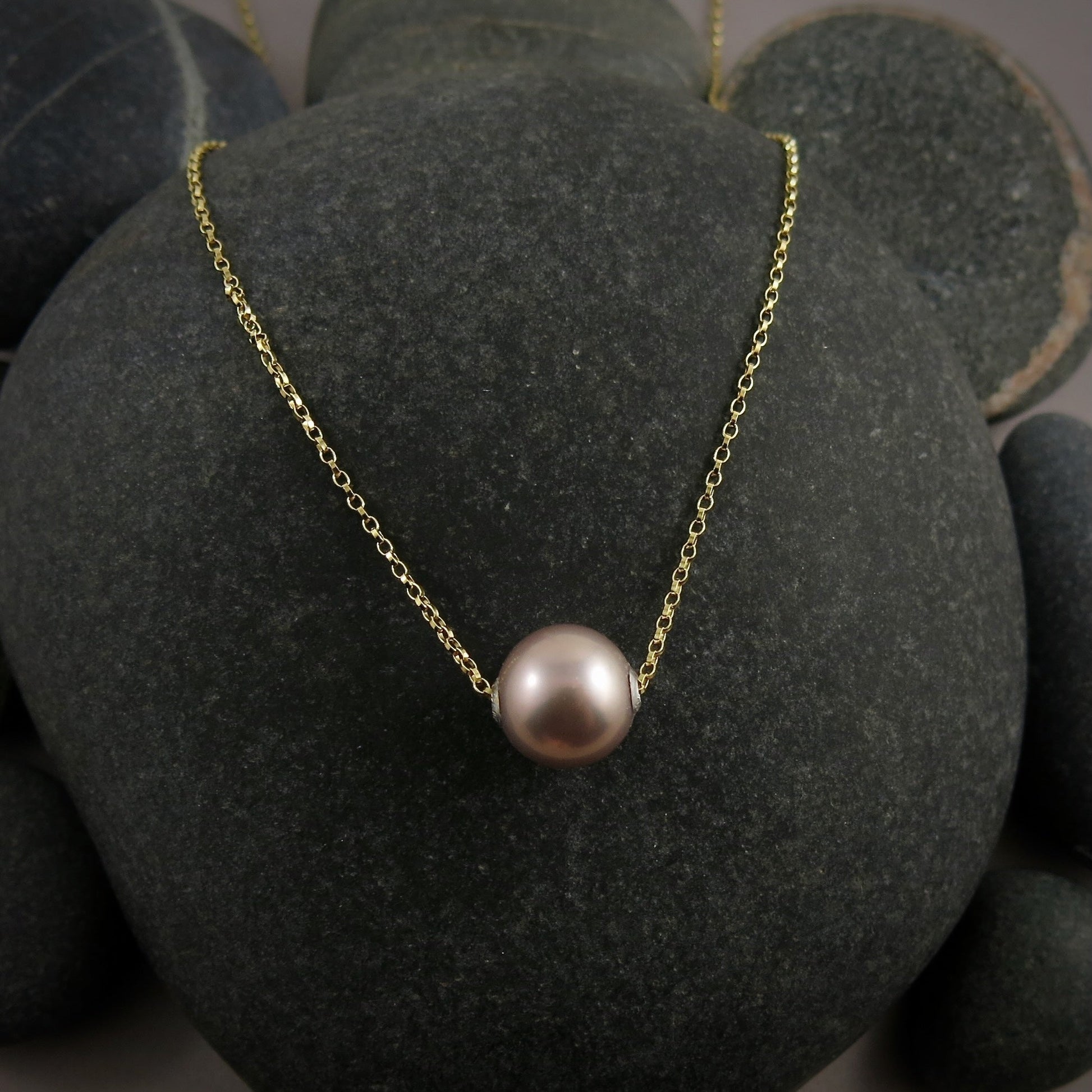 Collier coulissant en perles Edison Lilac • Chaîne en or rempli 14 carats ou en argent sterling