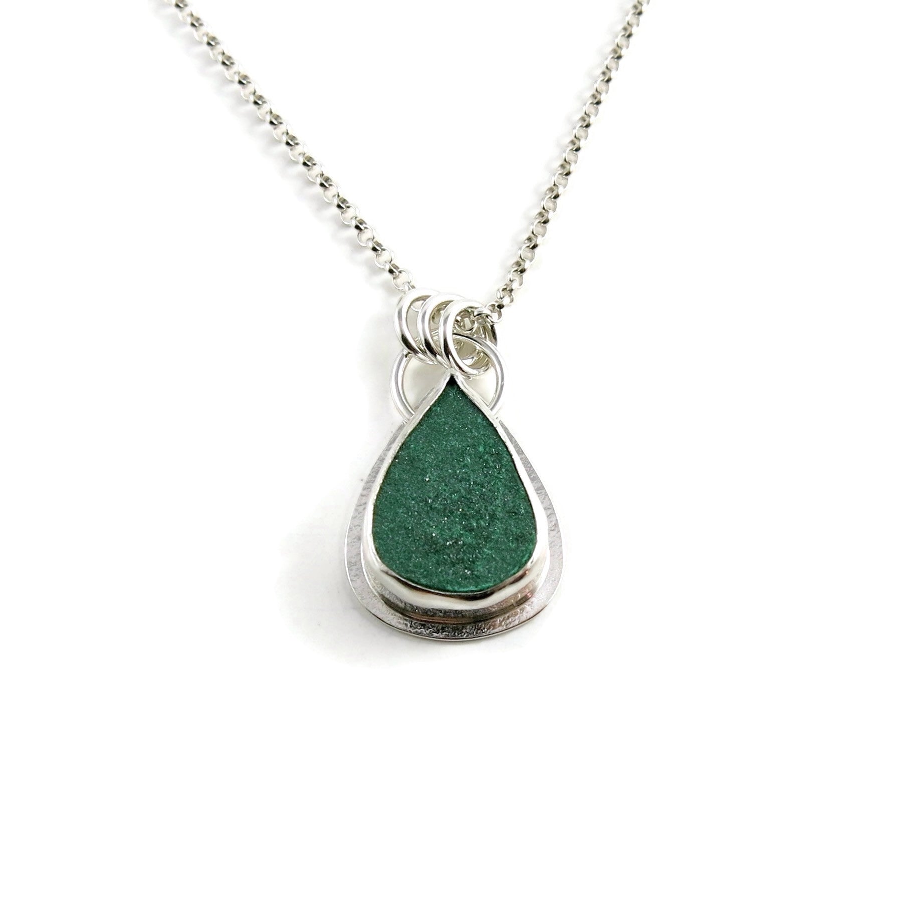 Green Malachite Druzy Teardrop Pendant • Wild Earth Collection