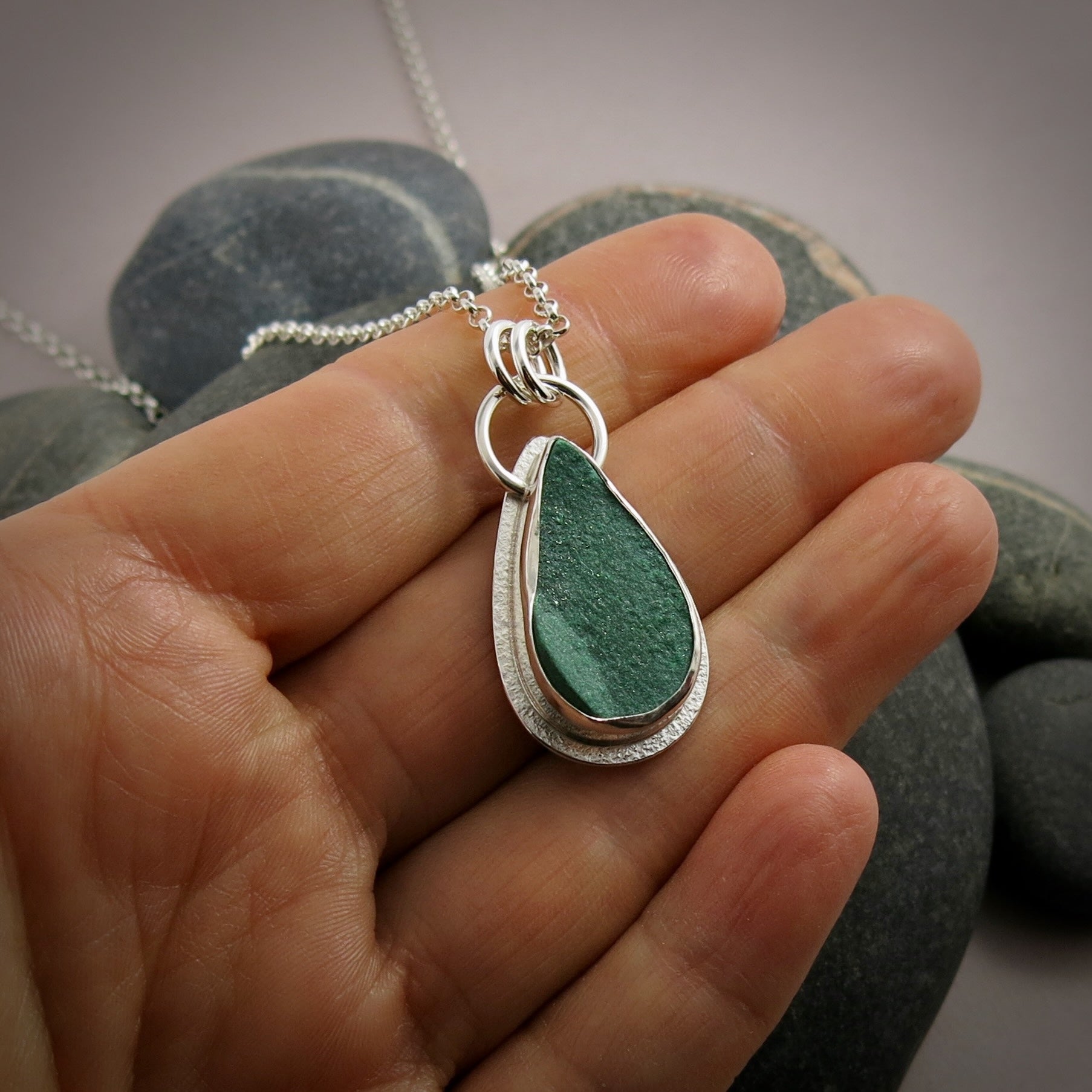 Malachite Druzy Teardrop Pendant II • Wild Earth Collection