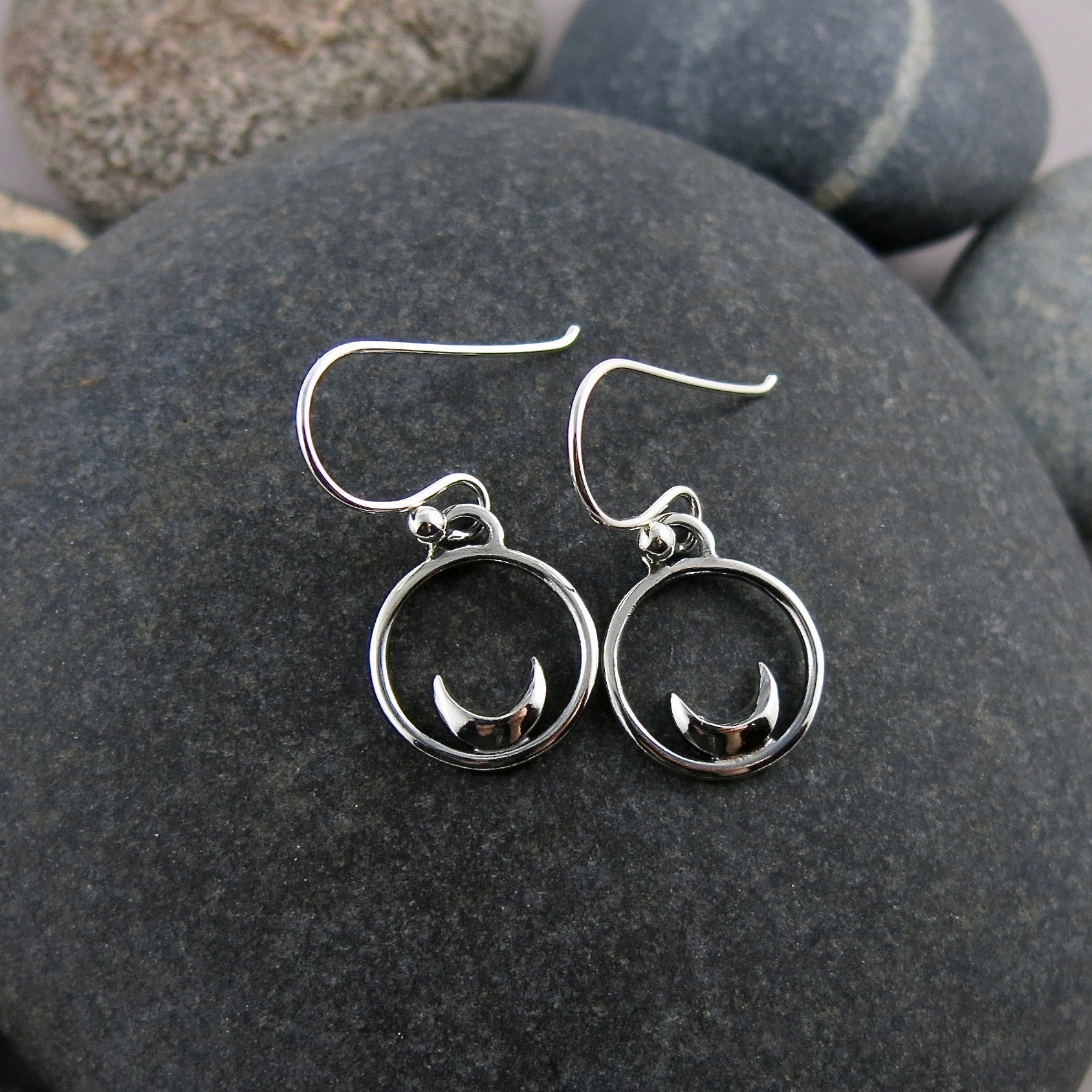 Boucles d'oreilles Mini Dream • Croissants de lune en argent 
