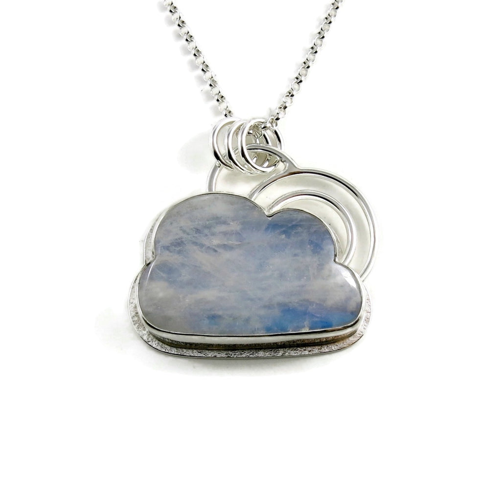Collier Nuage Silver Linings • Pierre précieuse Nuage en Pierre de Lune Arc-en-ciel en Argent Sterling