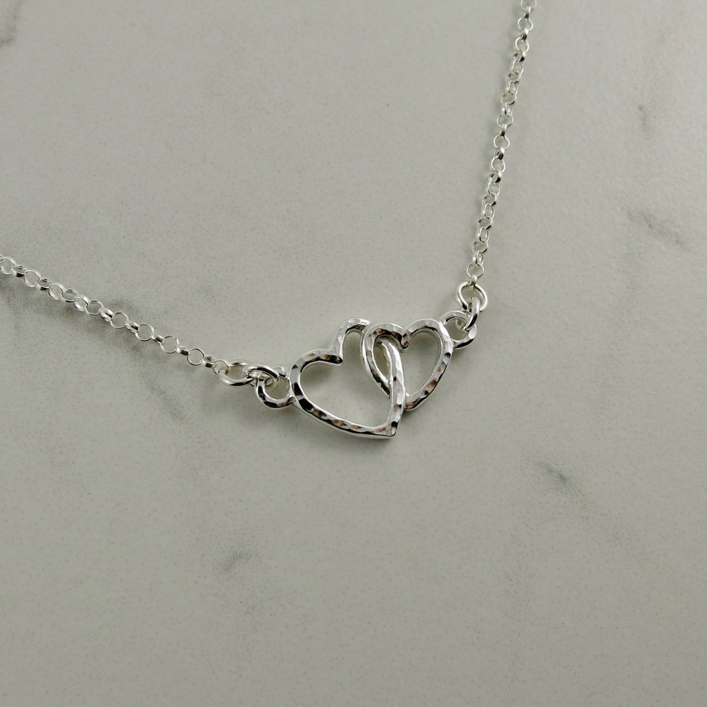 Collier Cœurs Étreinte Mère et Enfant • Argent Sterling