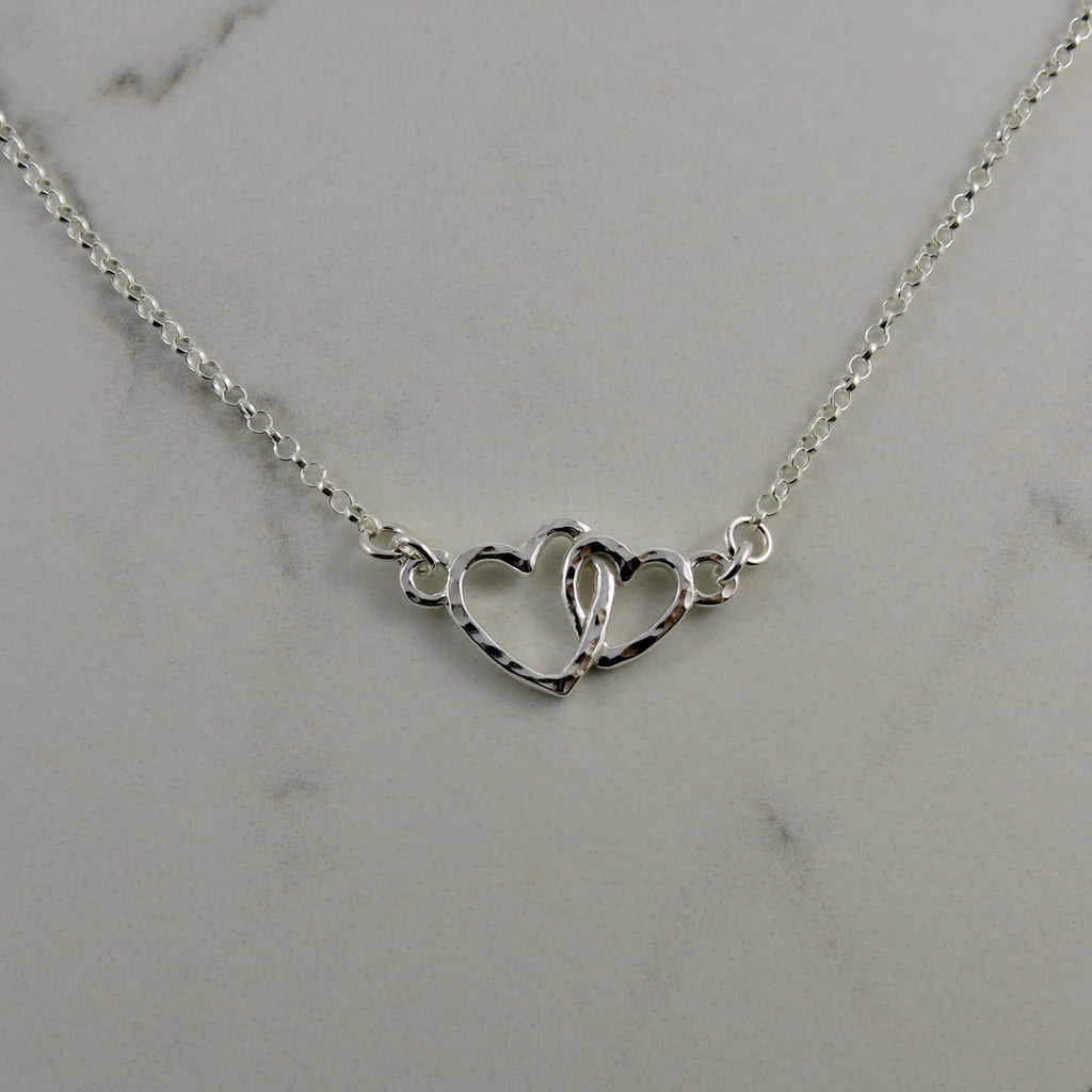 Collier Cœurs Étreinte Mère et Enfant • Argent Sterling