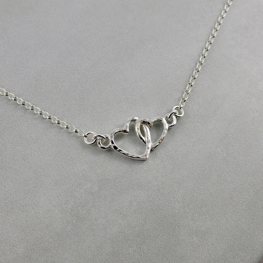 Collier Cœurs Étreinte Mère et Enfant • Argent Sterling