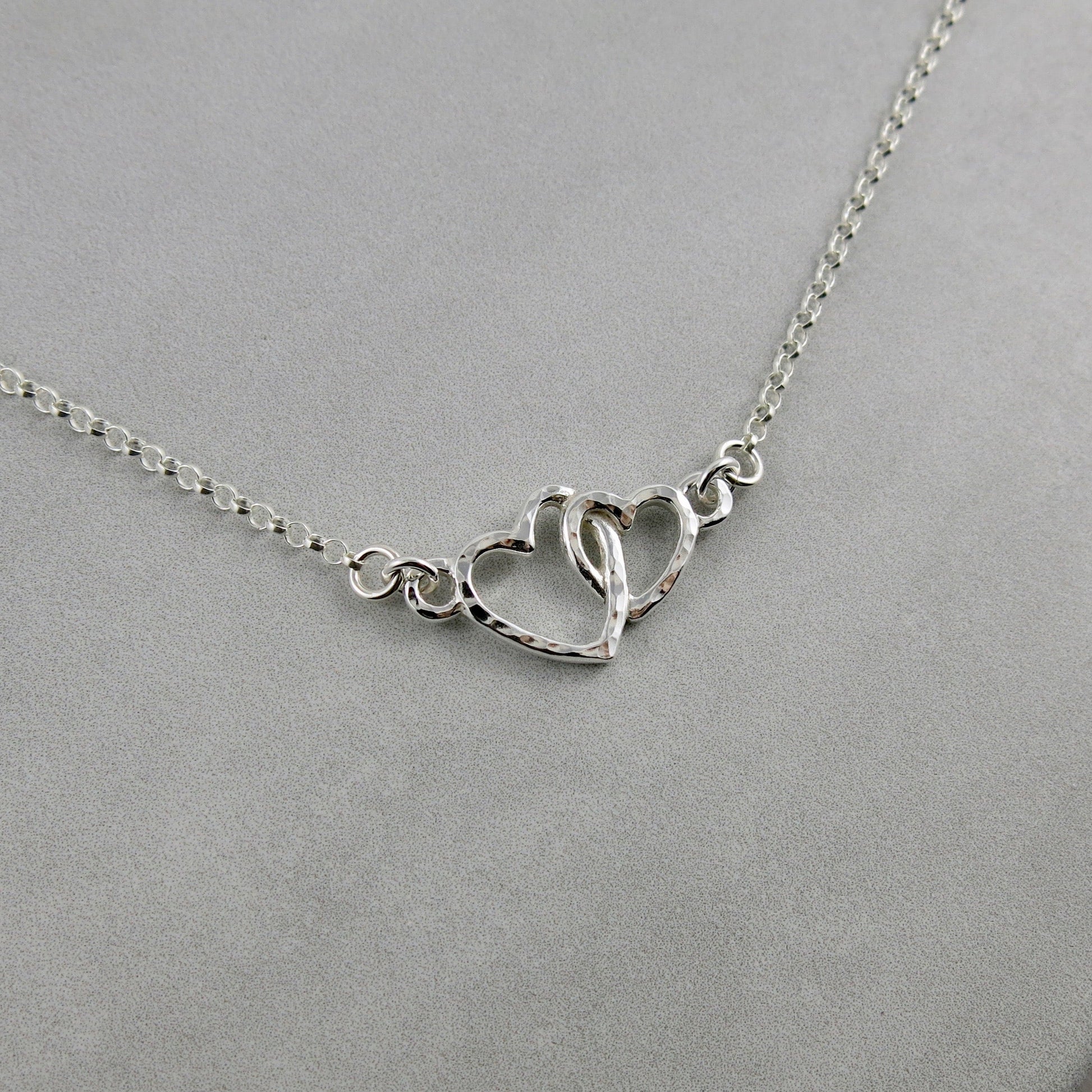 Collier Cœurs Étreinte Mère et Enfant • Argent Sterling