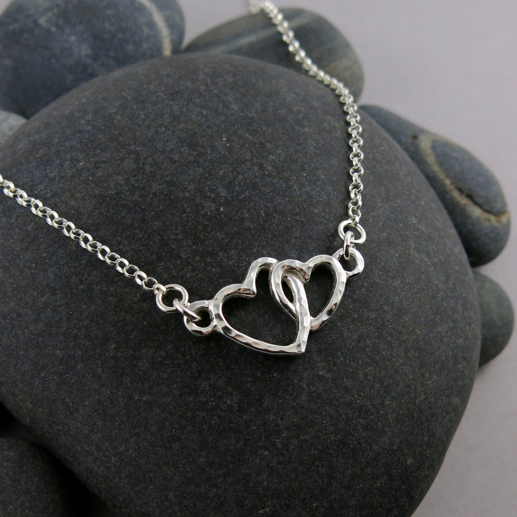 Collier Cœurs Étreinte Mère et Enfant • Argent Sterling
