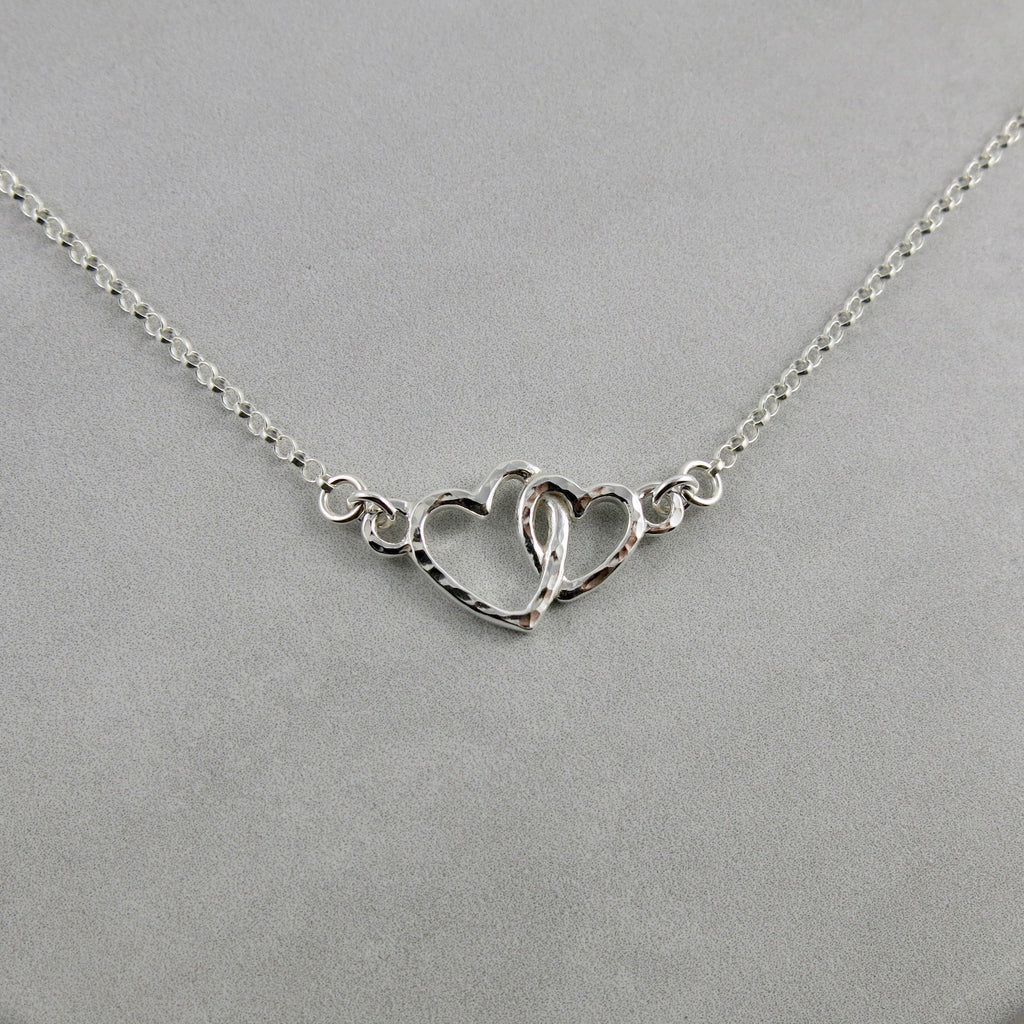 Collier Cœurs Étreinte Mère et Enfant • Argent Sterling