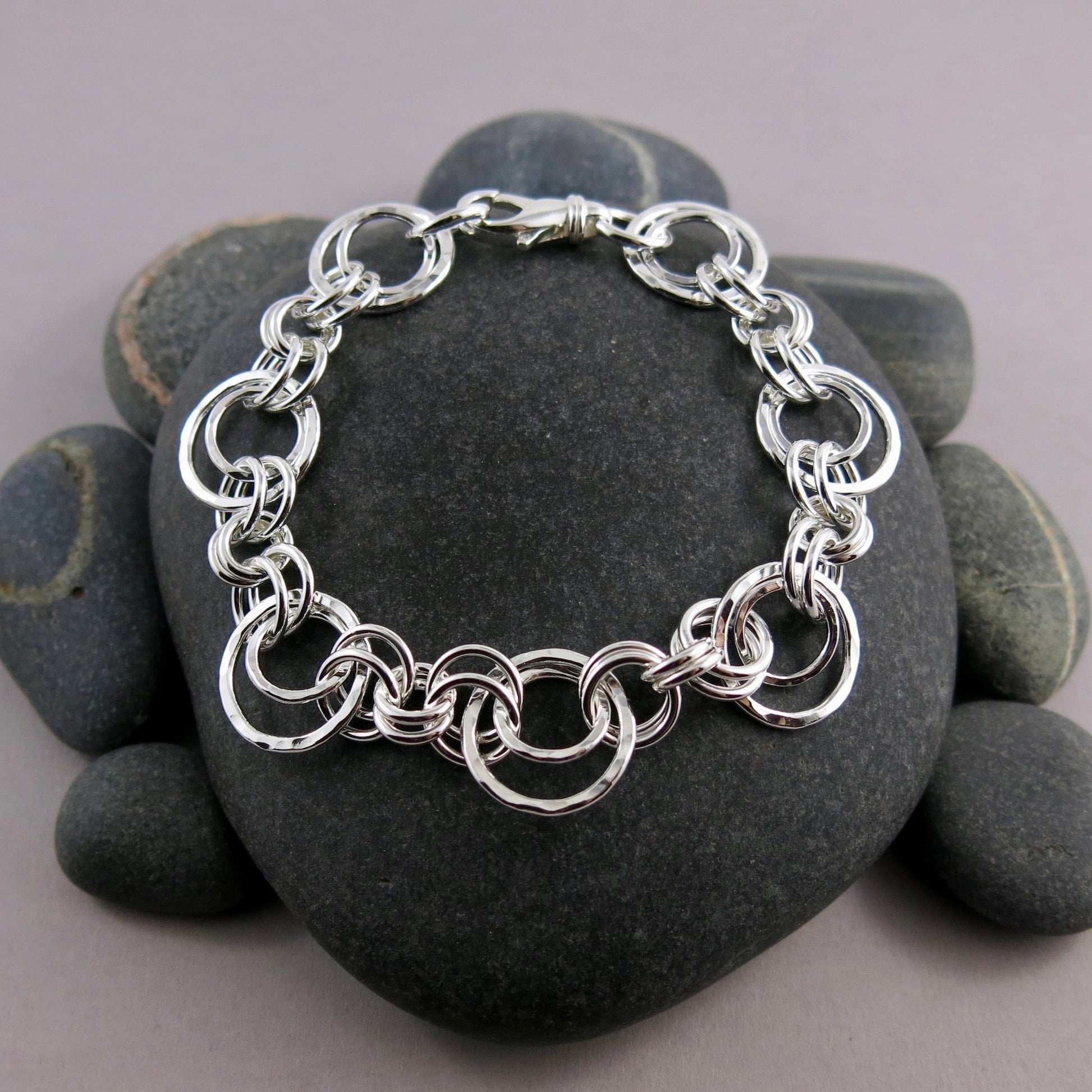 Bracelet Cercles Imbriqués • Argent Sterling • Réglable