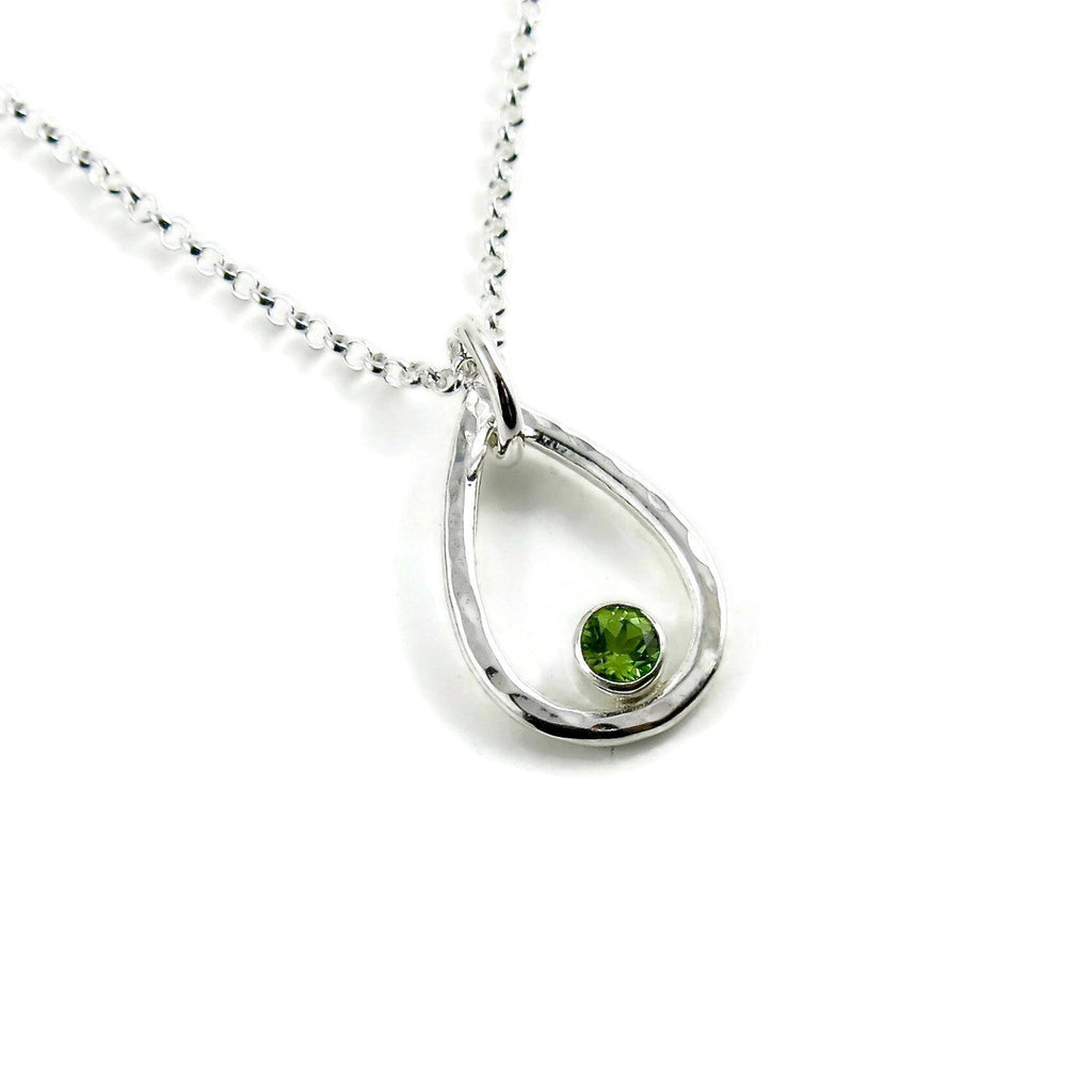 Collier goutte de pluie péridot • Argent sterling