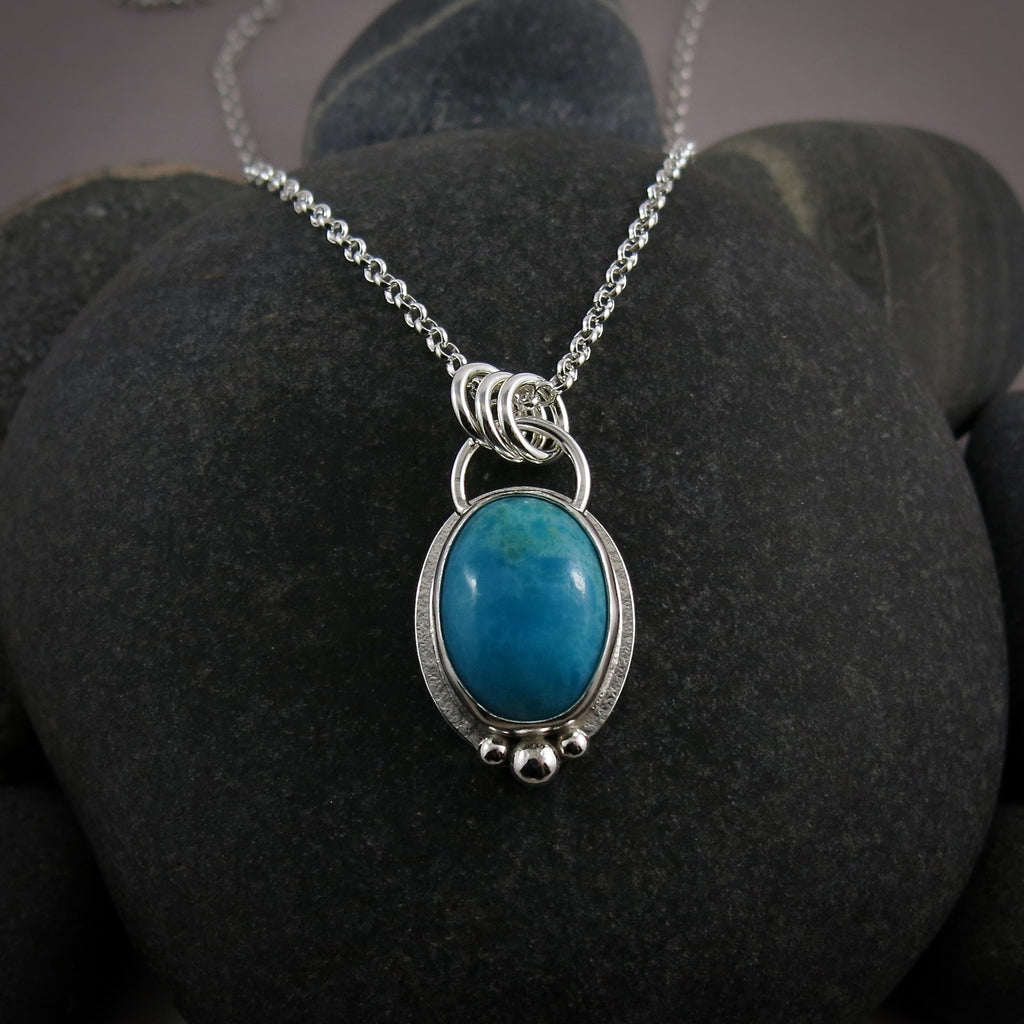 Collier en opaline bleue péruvienne • Argent sterling