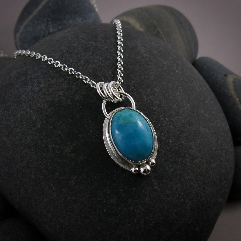 Collier en opaline bleue péruvienne • Argent sterling