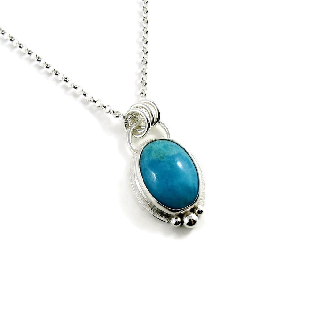 Collier en opaline bleue péruvienne • Argent sterling
