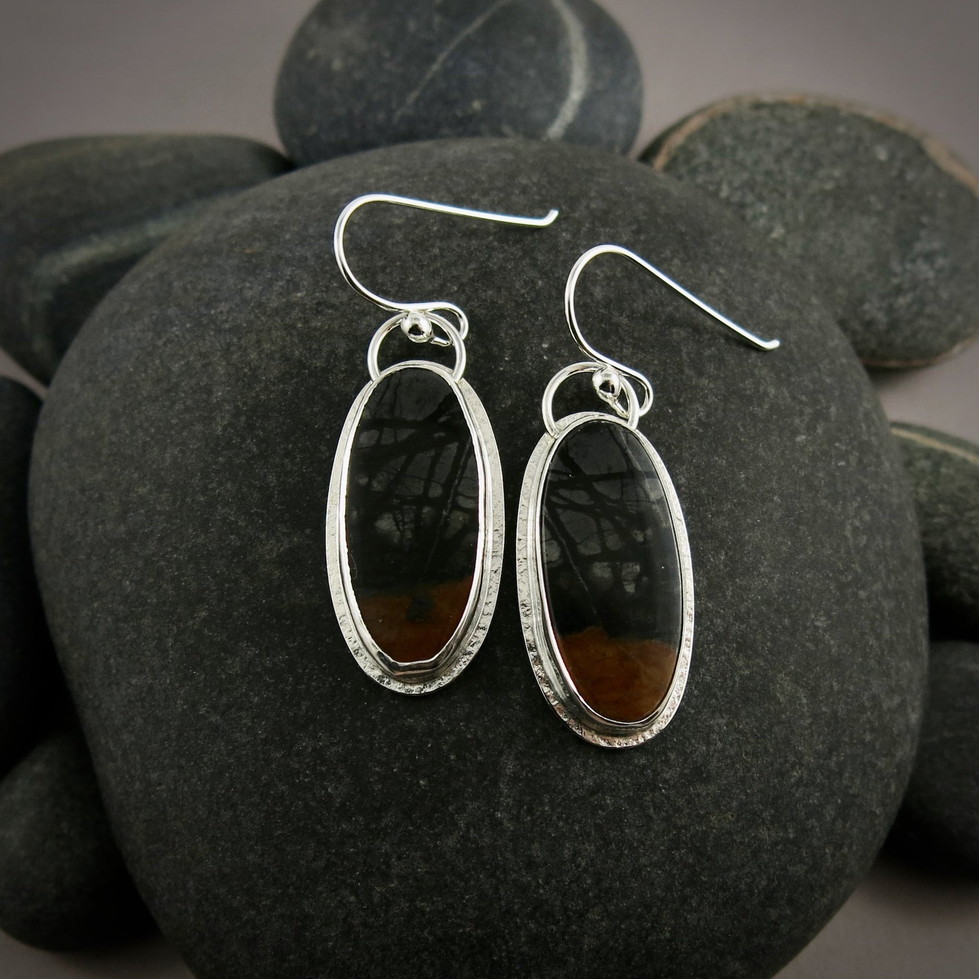 Boucles d'oreilles en jaspe Picasso • Argent sterling