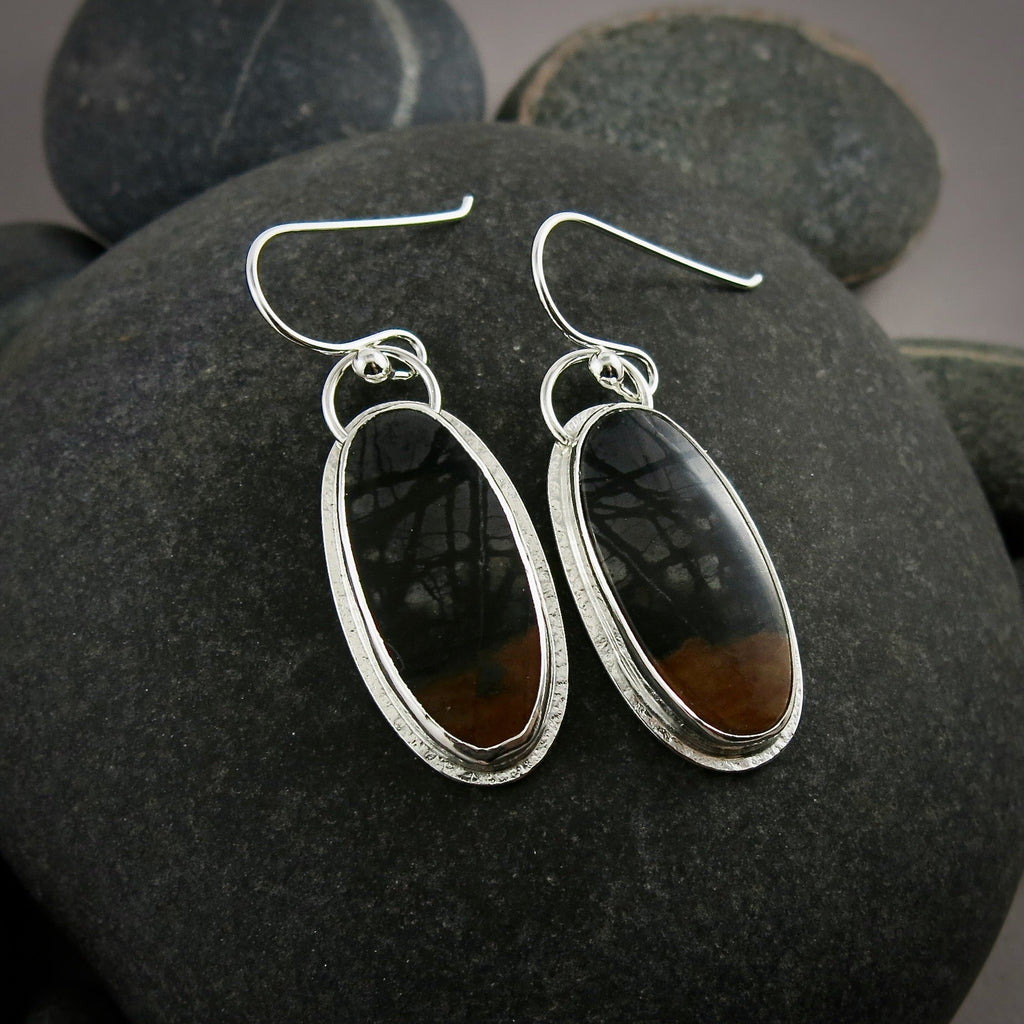 Boucles d'oreilles en jaspe Picasso • Argent sterling