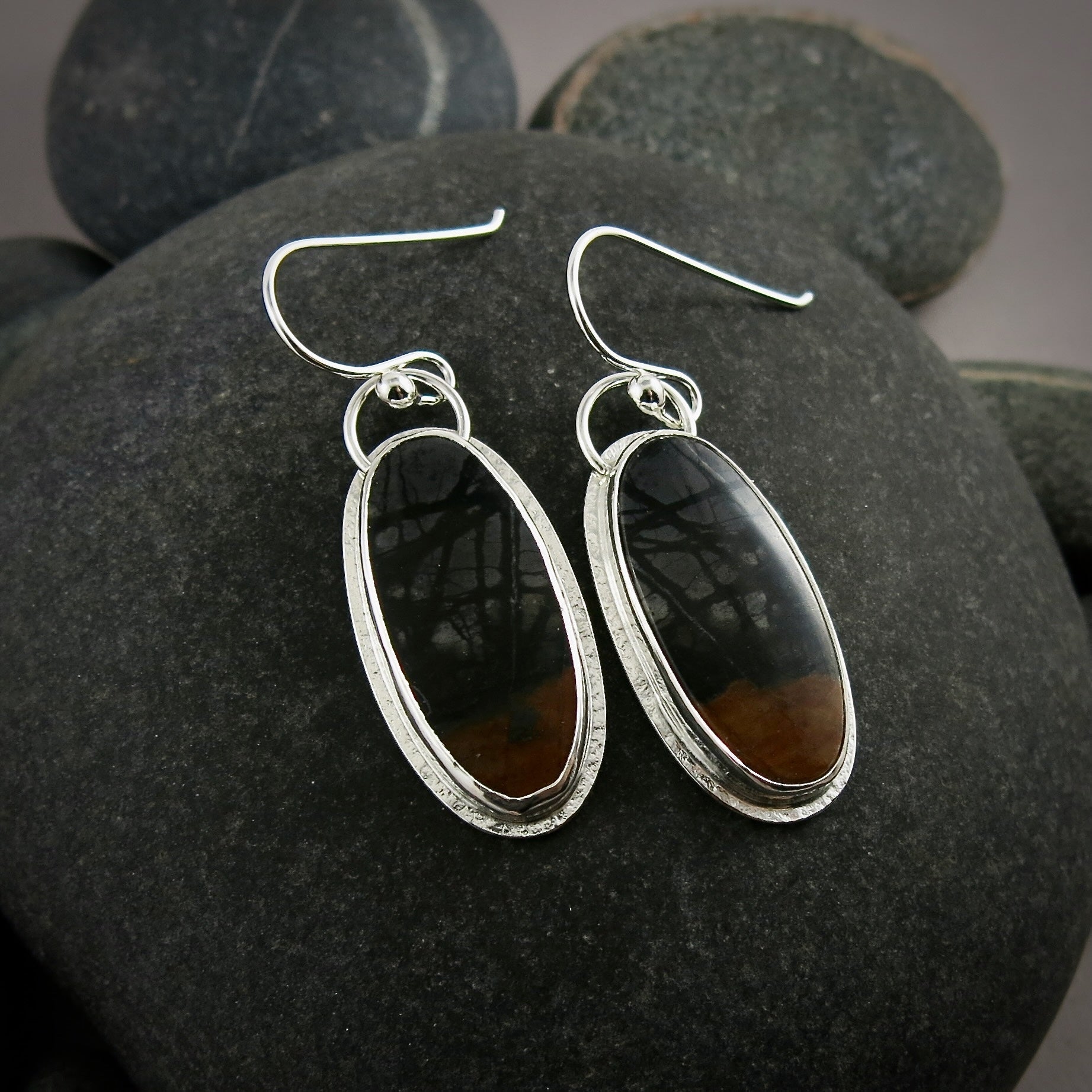 Boucles d'oreilles en jaspe Picasso • Argent sterling