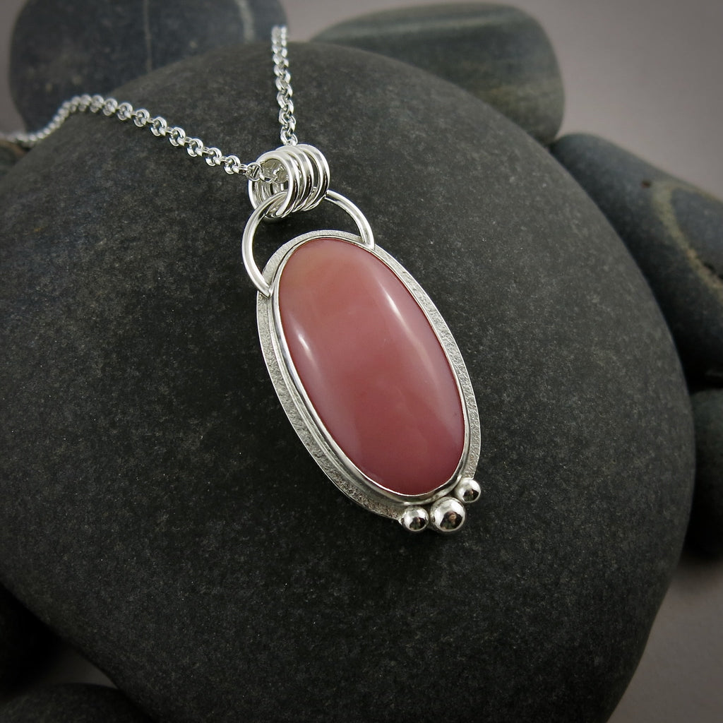Collier Halo Opale Rose • Argent Sterling