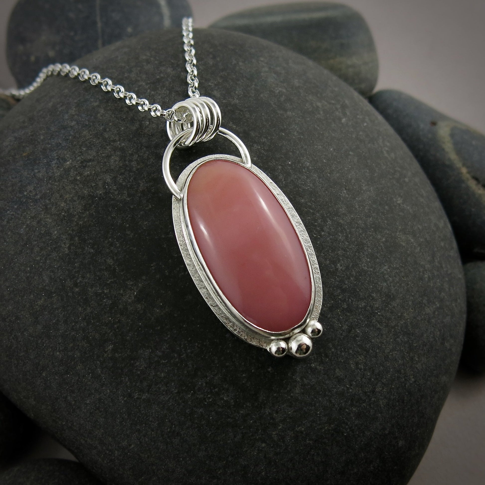 Collier Halo Opale Rose • Argent Sterling