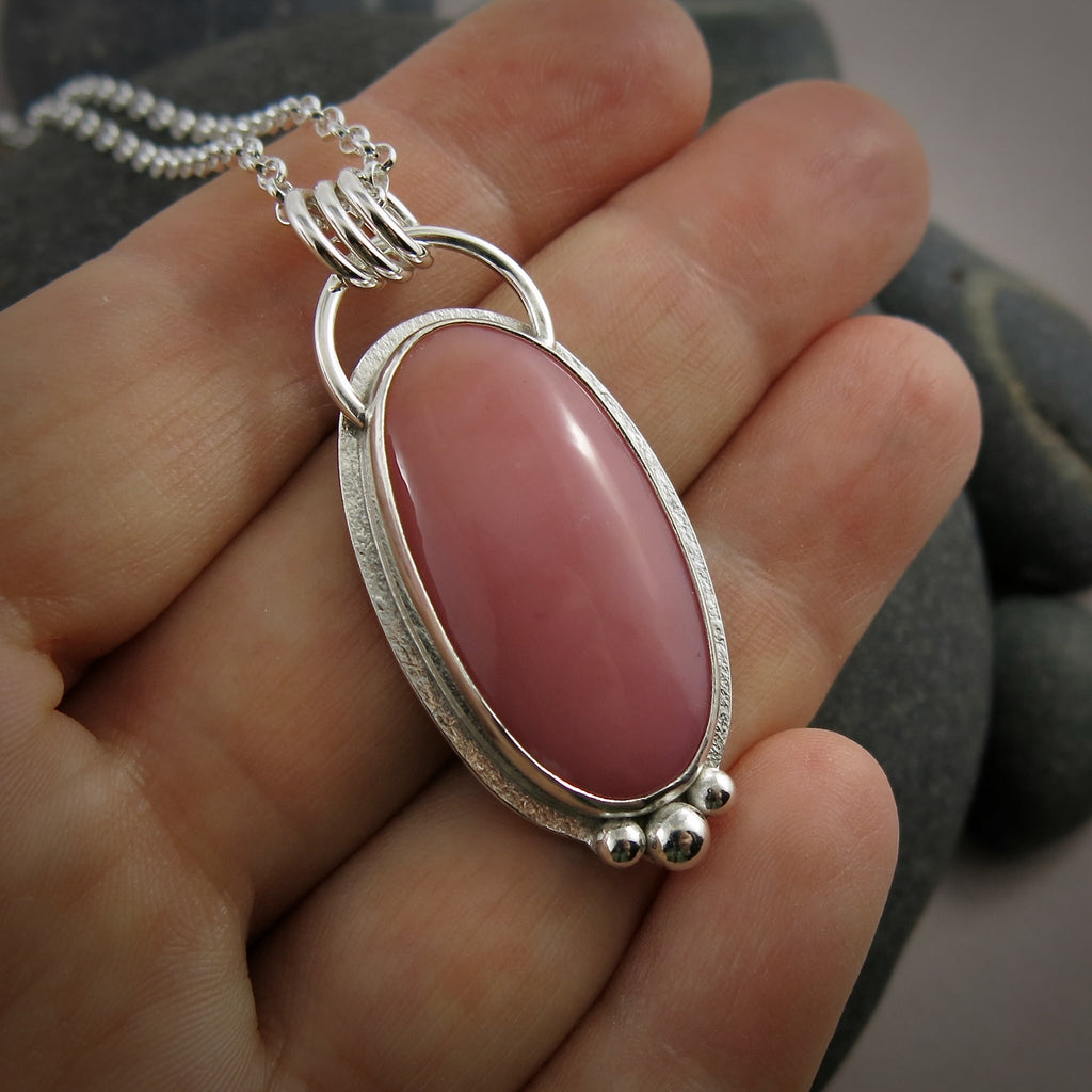Collier Halo Opale Rose • Argent Sterling