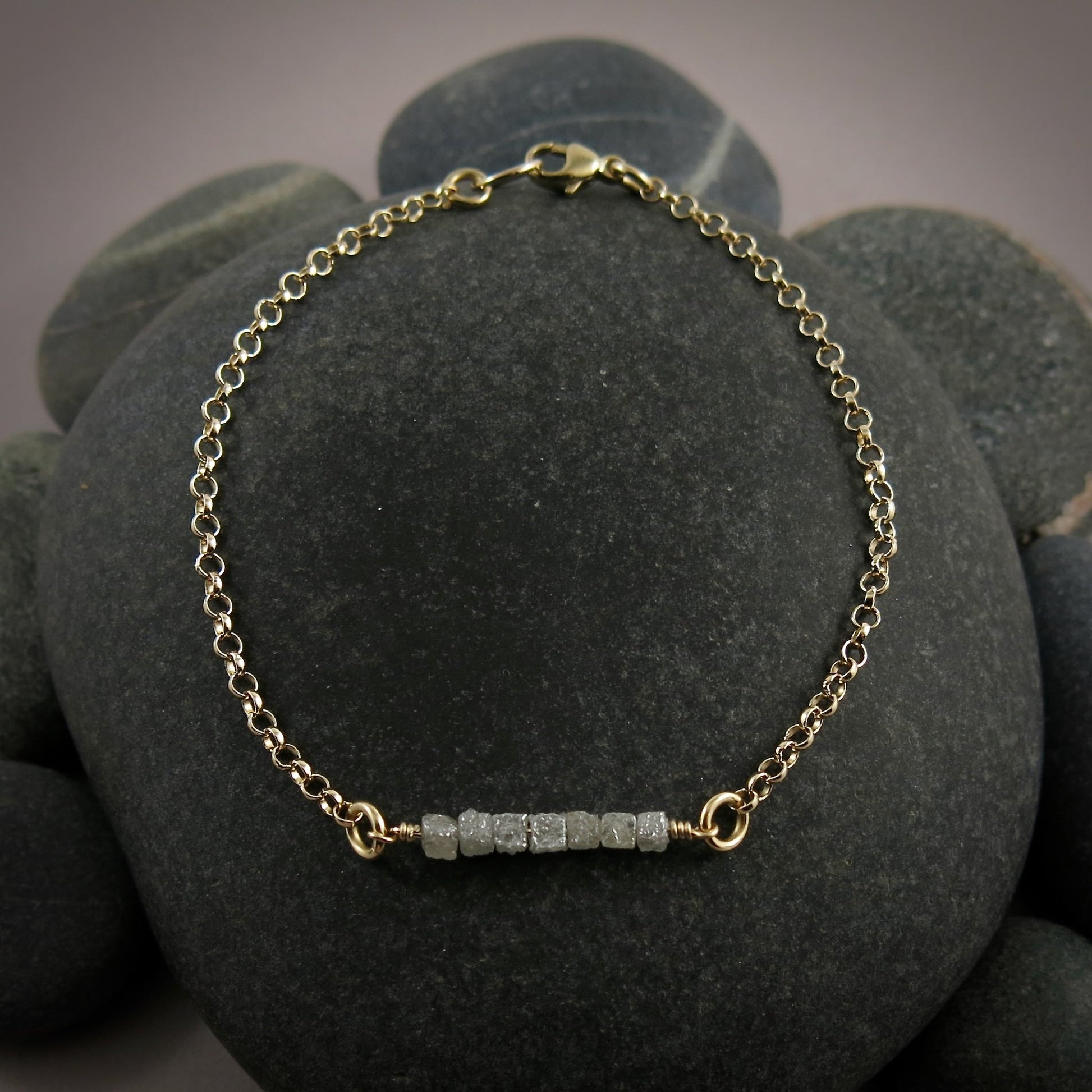 Bracelet cube en diamant brut en or 14 carats • Collection Wild Earth