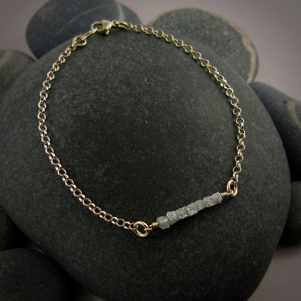 Bracelet cube en diamant brut en or 14 carats • Collection Wild Earth