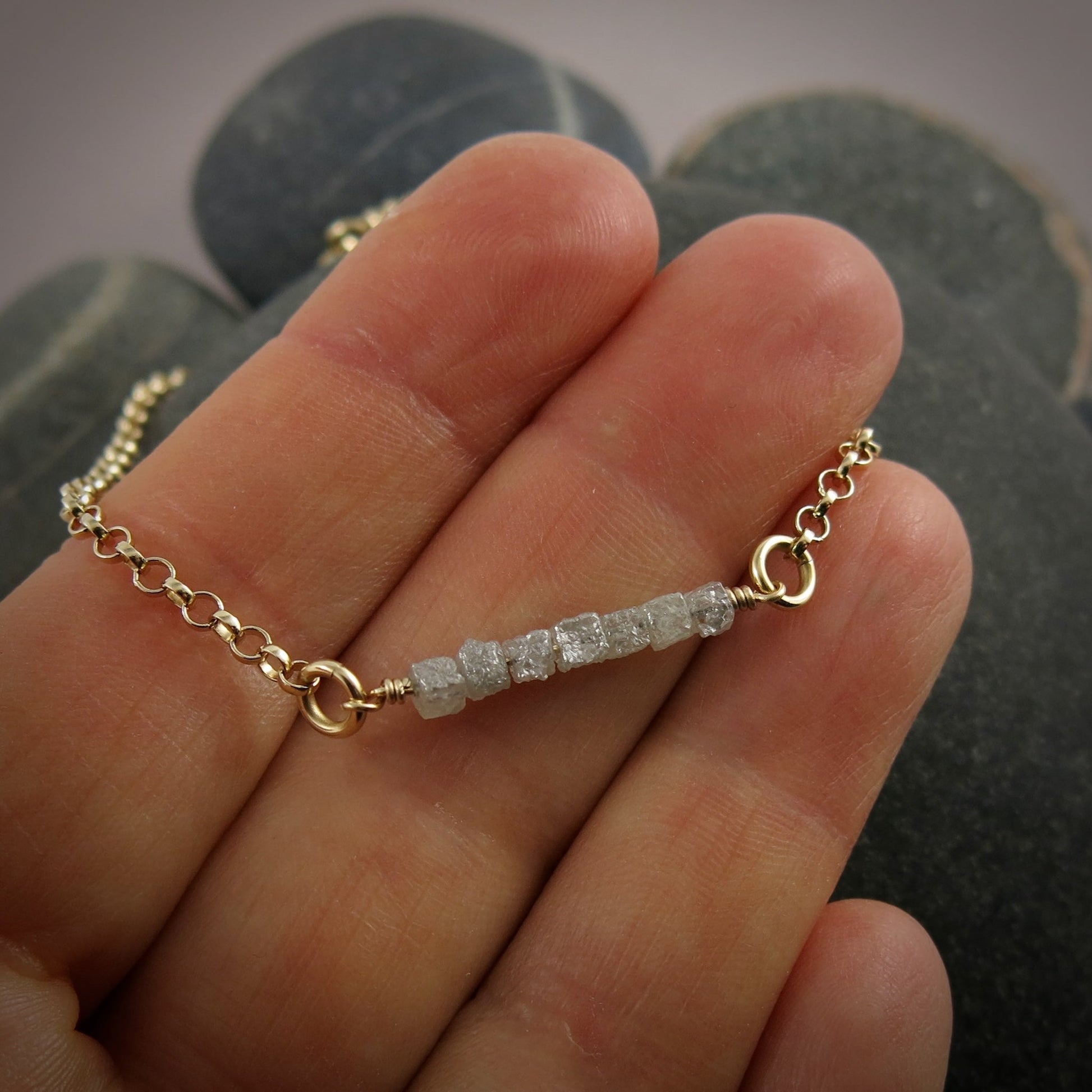 Bracelet cube en diamant brut en or 14 carats • Collection Wild Earth