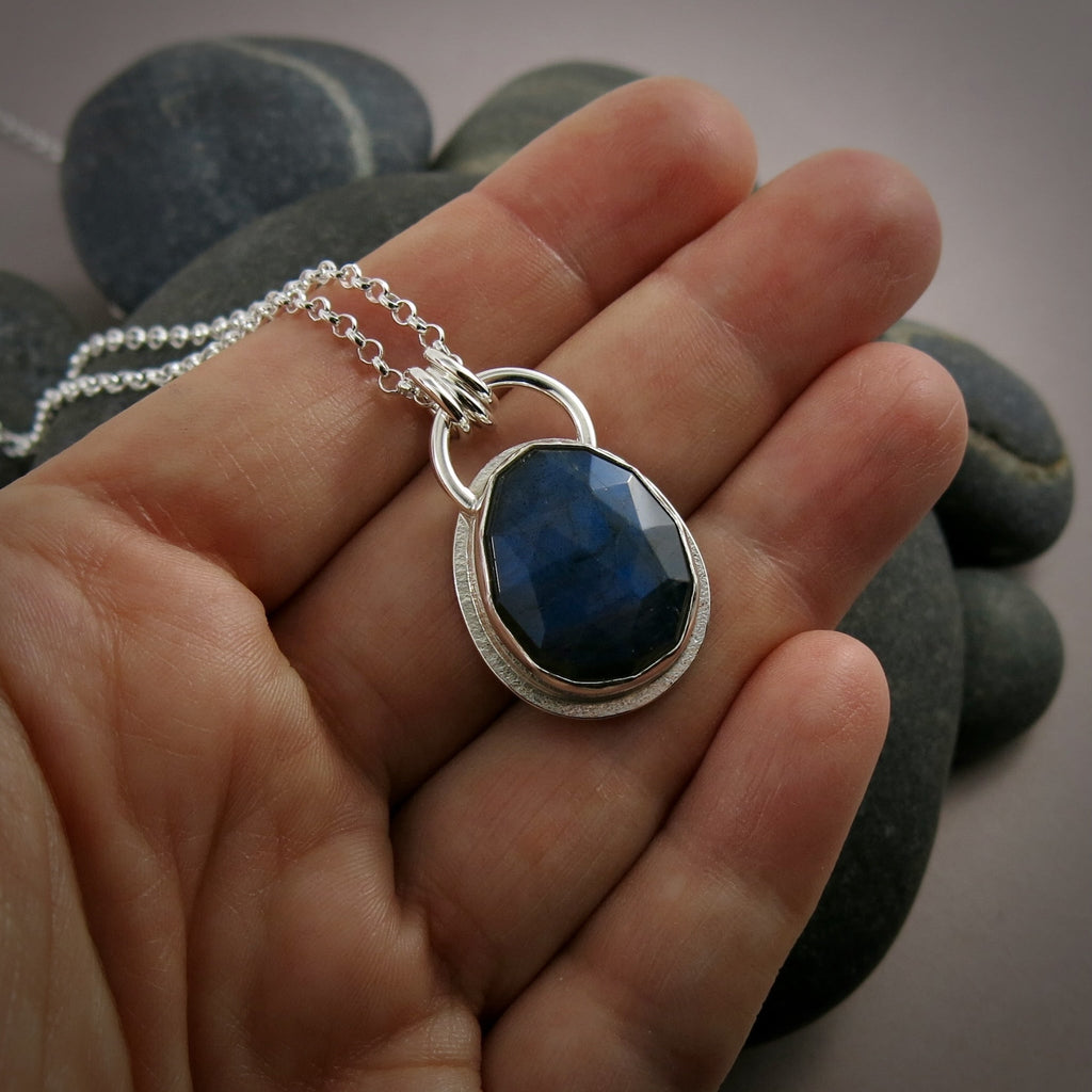 Collier en labradorite taille rose • Argent sterling