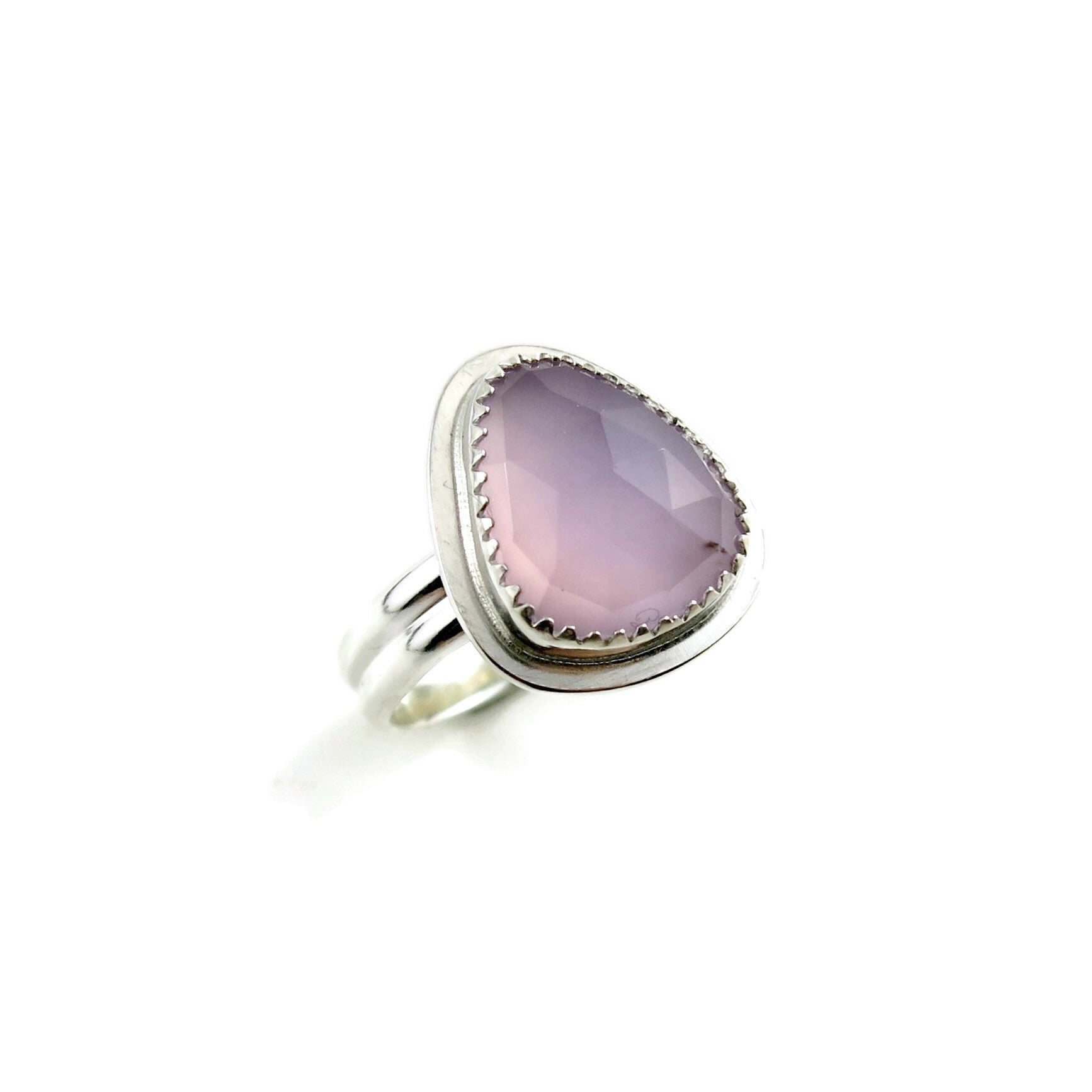 Bague en calcédoine lavande taille rose • Argent sterling • Taille 6,5