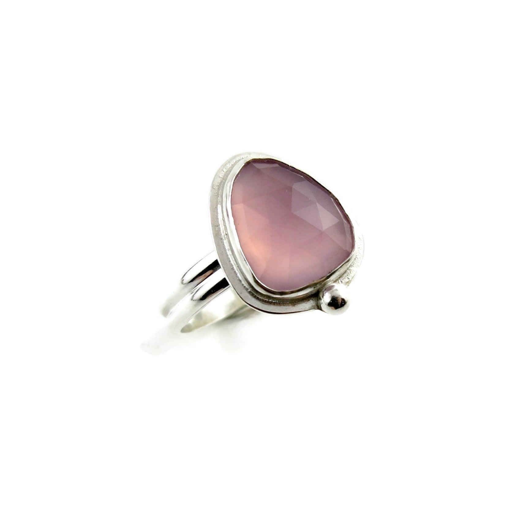 Bague en calcédoine lavande taille rose • Argent sterling • Taille 10