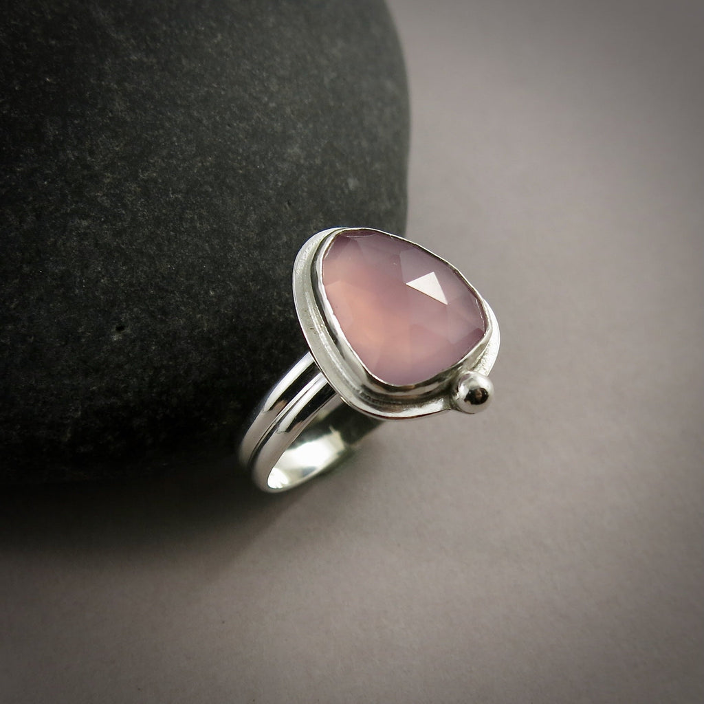 Bague en calcédoine lavande taille rose • Argent sterling • Taille 10