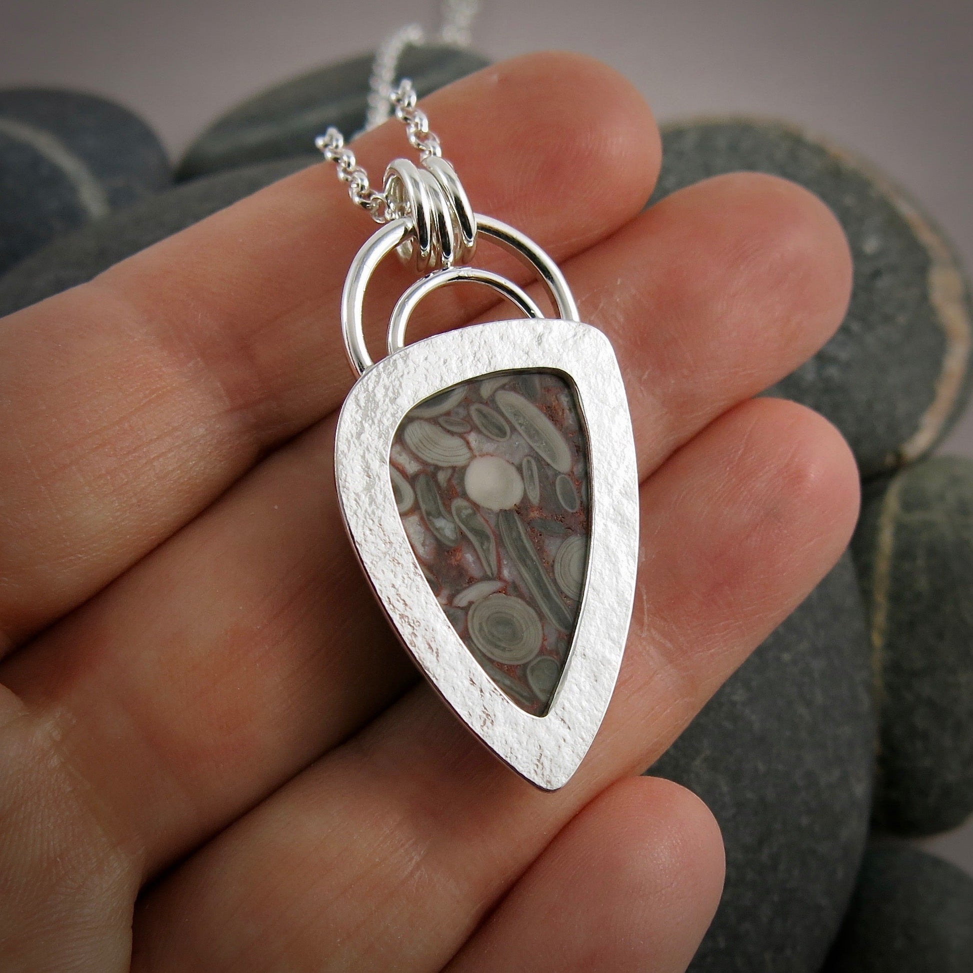 Collier Nénuphar Fossile • Argent Sterling • Collection Fabuleux Fossils