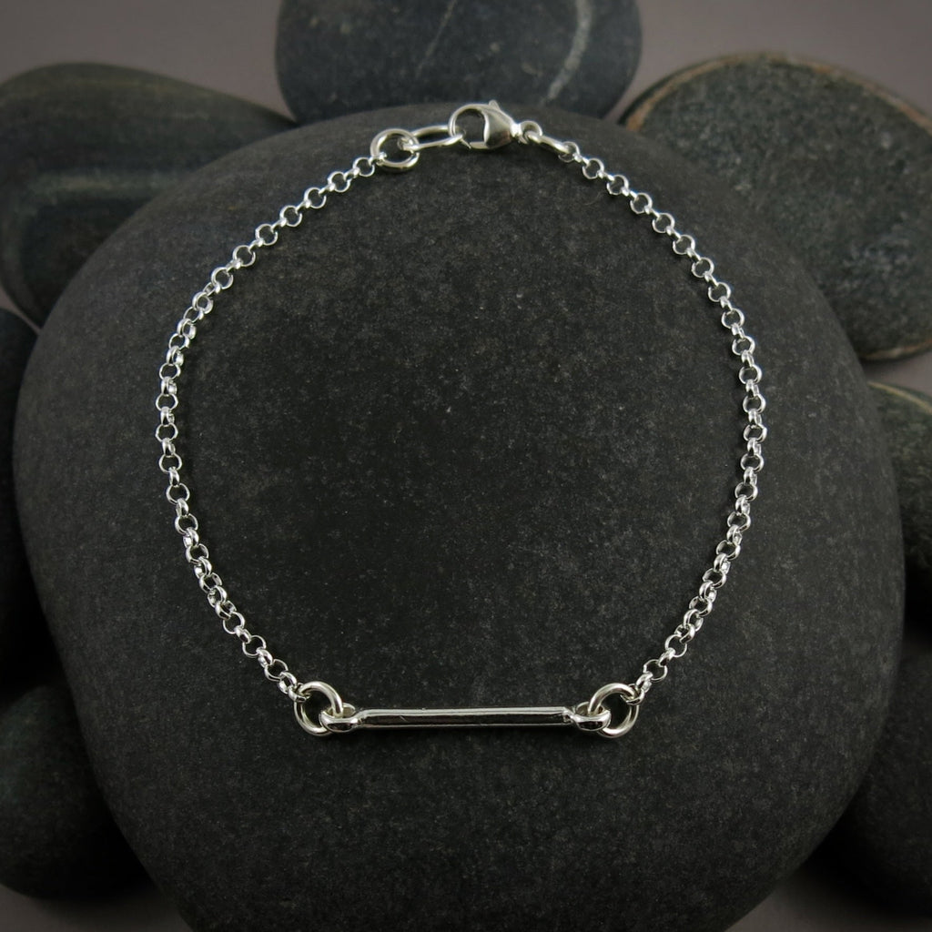Bracelet barre en argent • Bracelet barre minimaliste léger