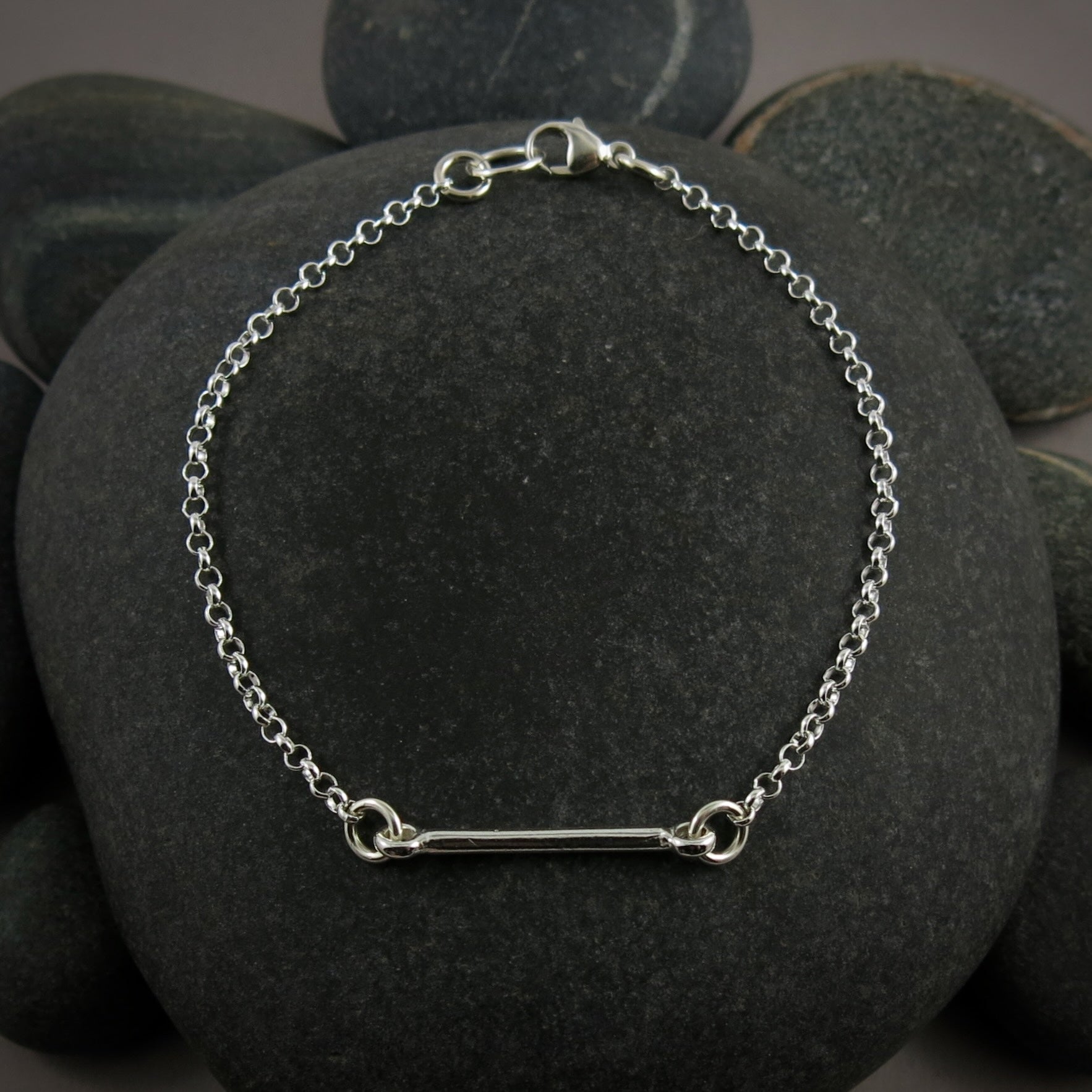 Bracelet barre en argent • Bracelet barre minimaliste léger