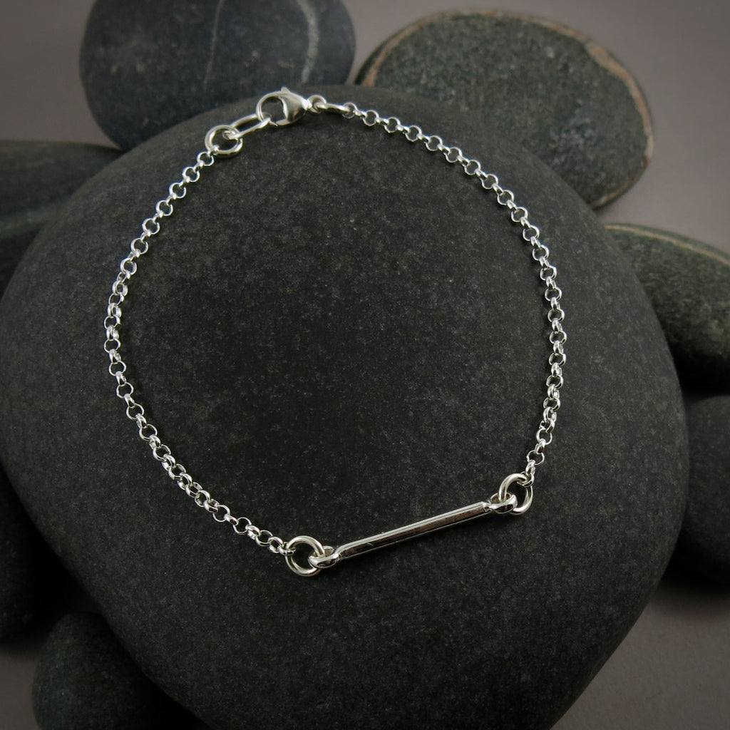 Bracelet barre en argent • Bracelet barre minimaliste léger