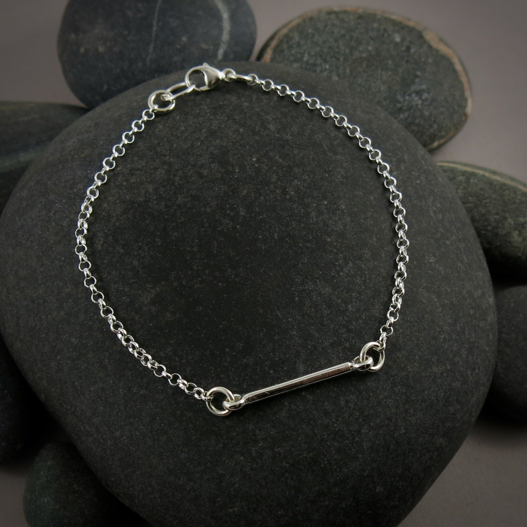 Bracelet barre en argent • Bracelet barre minimaliste léger
