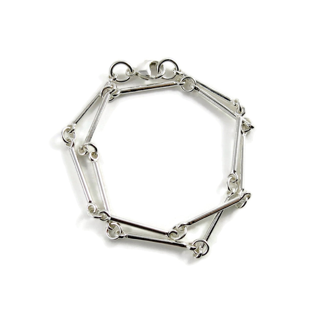 Bracelet à maillons en chaîne en argent • Bracelet double tour en barre minimaliste léger