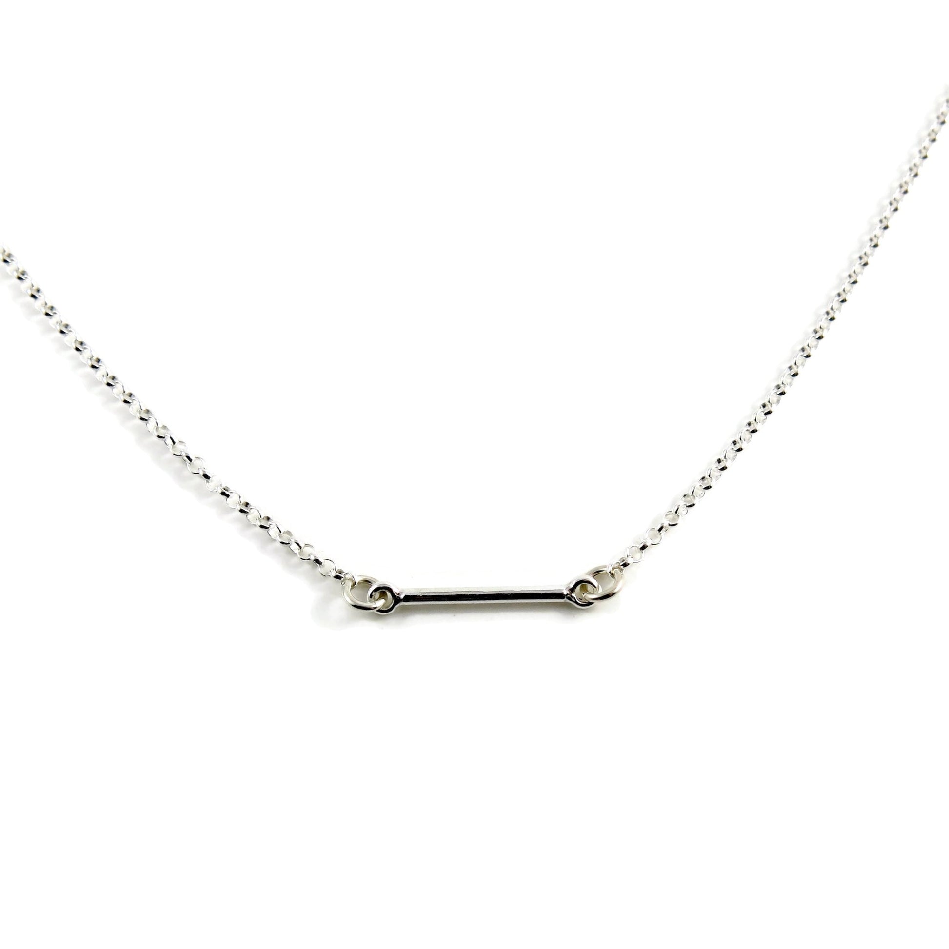 Collier à barre en argent • Collier à barre unique minimaliste et léger