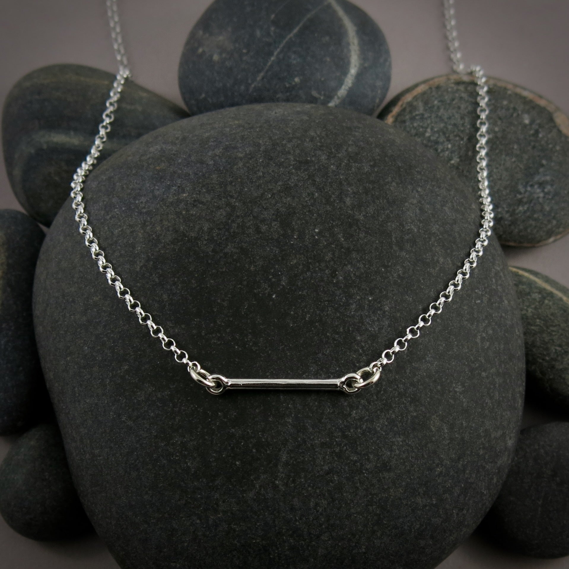 Collier à barre en argent • Collier à barre unique minimaliste et léger