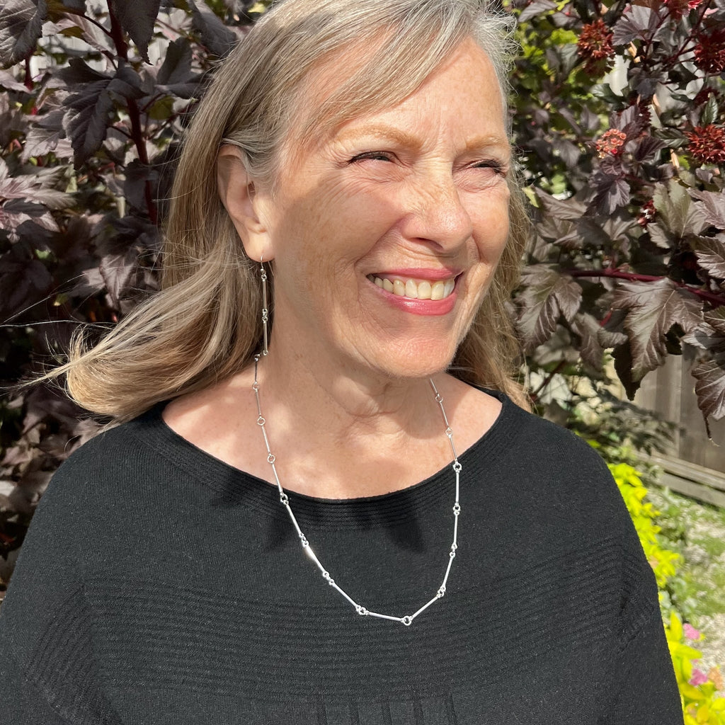 Collier chaîne à barre en argent • Collier minimaliste léger à barre