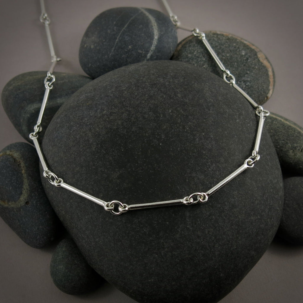 Collier chaîne à barre en argent • Collier minimaliste léger à barre