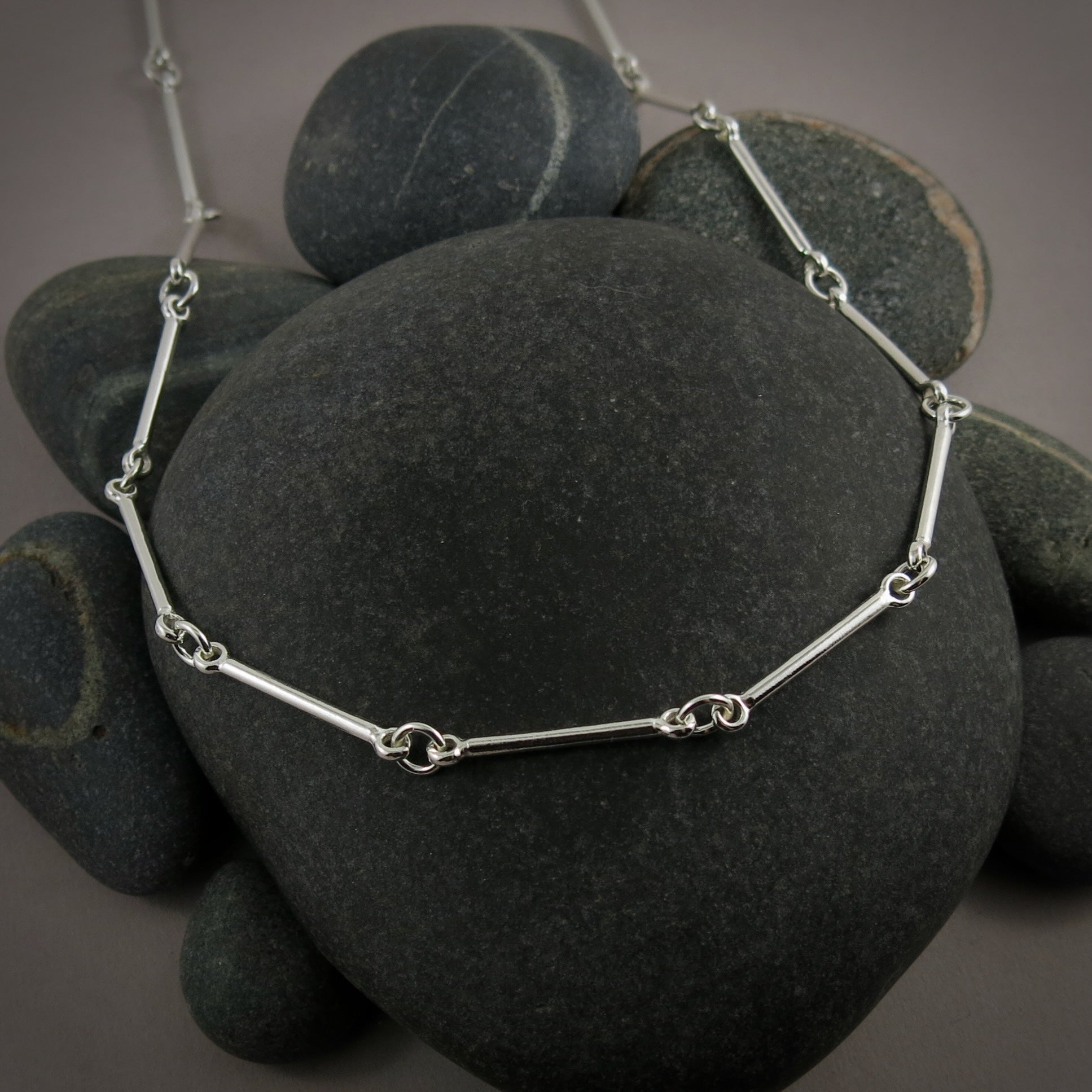 Collier chaîne à barre en argent • Collier minimaliste léger à barre