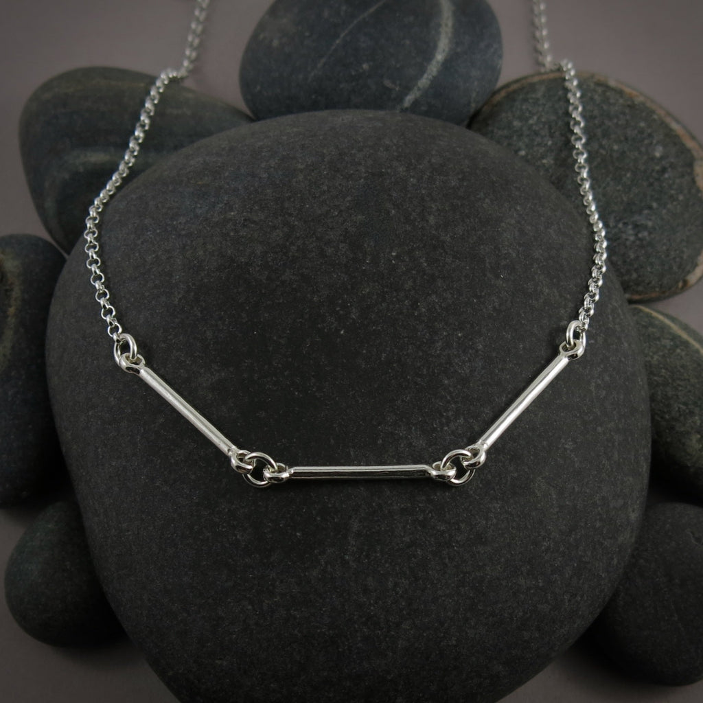 Collier trio de barres en argent • Collier trio de barres minimaliste et léger
