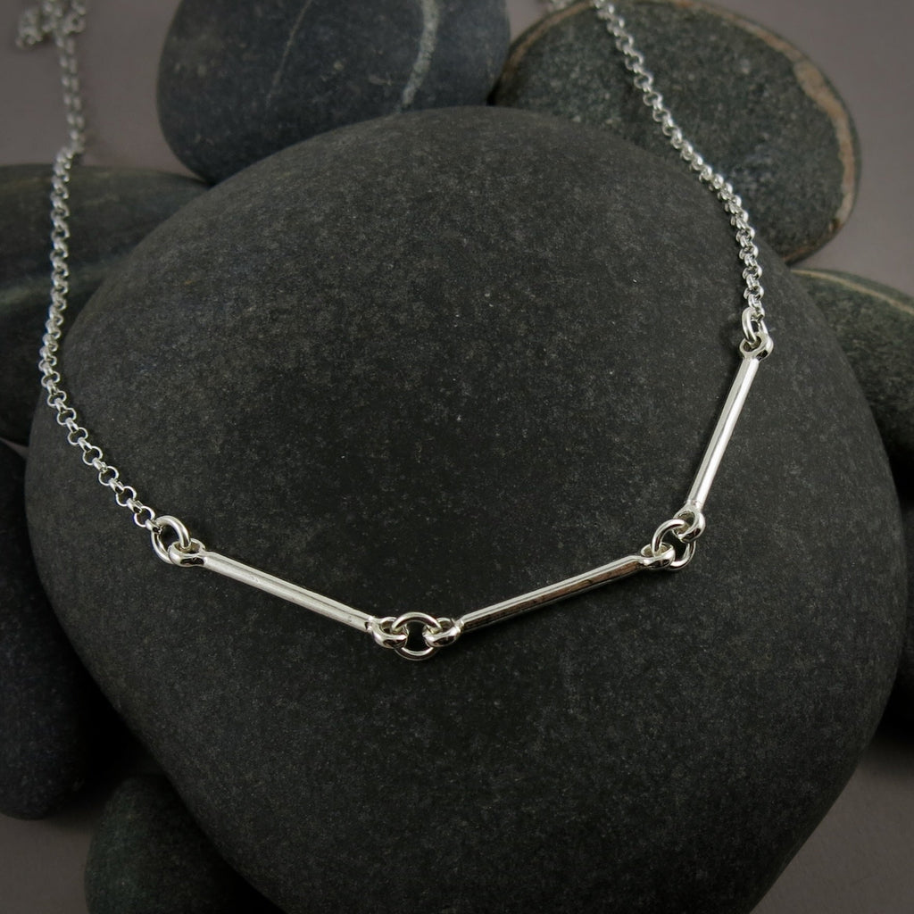 Collier trio de barres en argent • Collier trio de barres minimaliste et léger