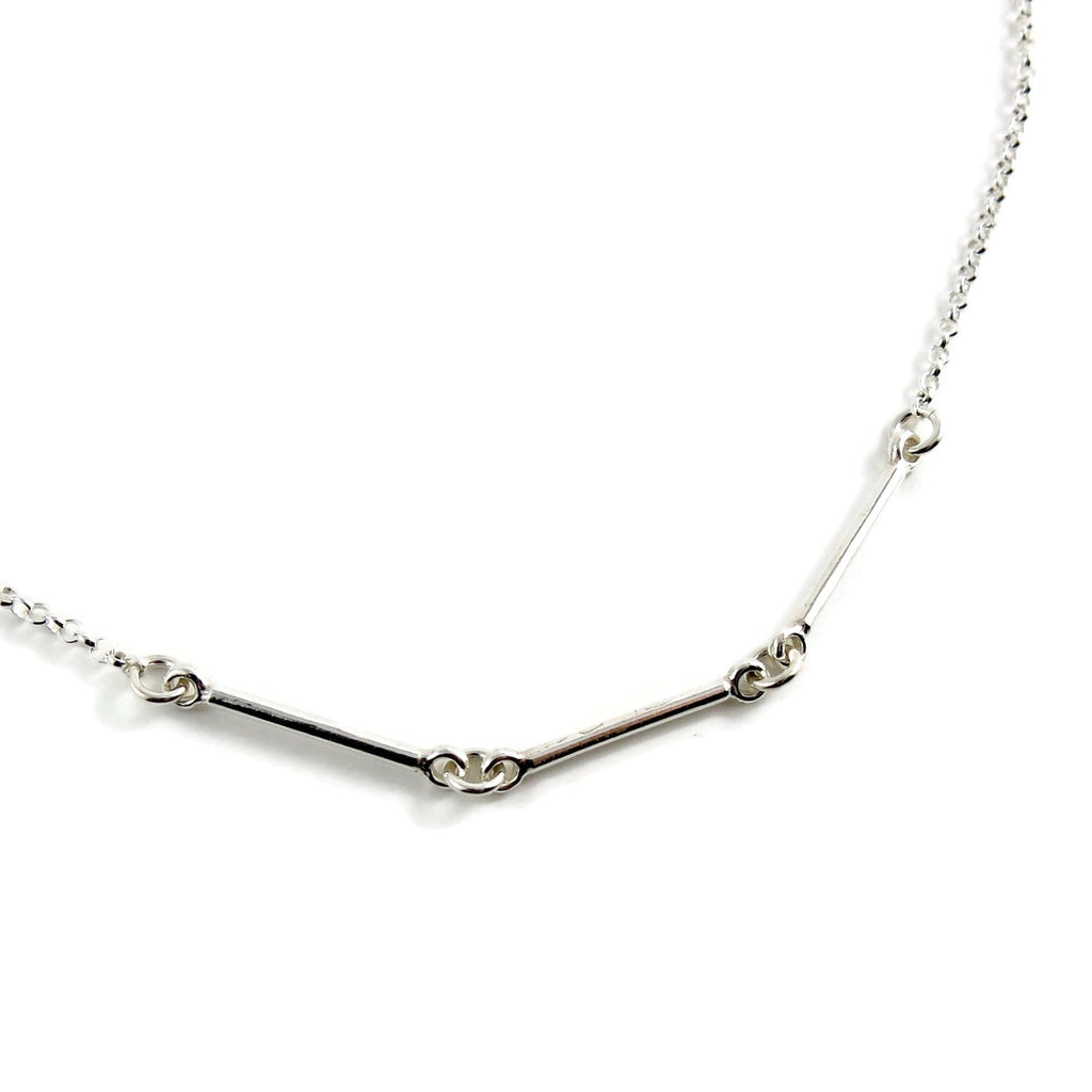 Collier trio de barres en argent • Collier trio de barres minimaliste et léger