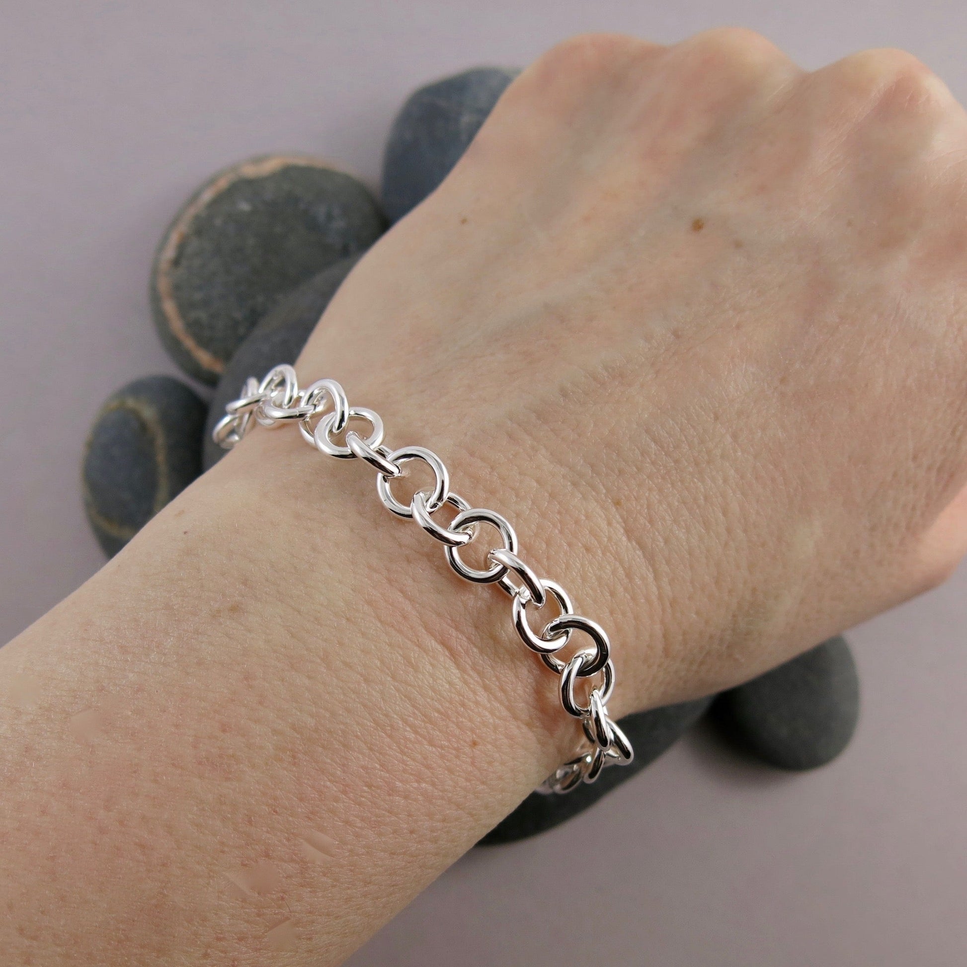 Bracelet à maillons simples en argent • Réglable