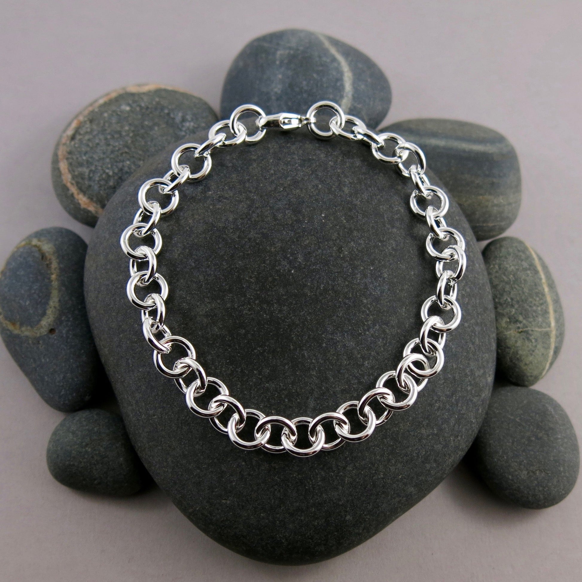 Bracelet à maillons simples en argent • Réglable